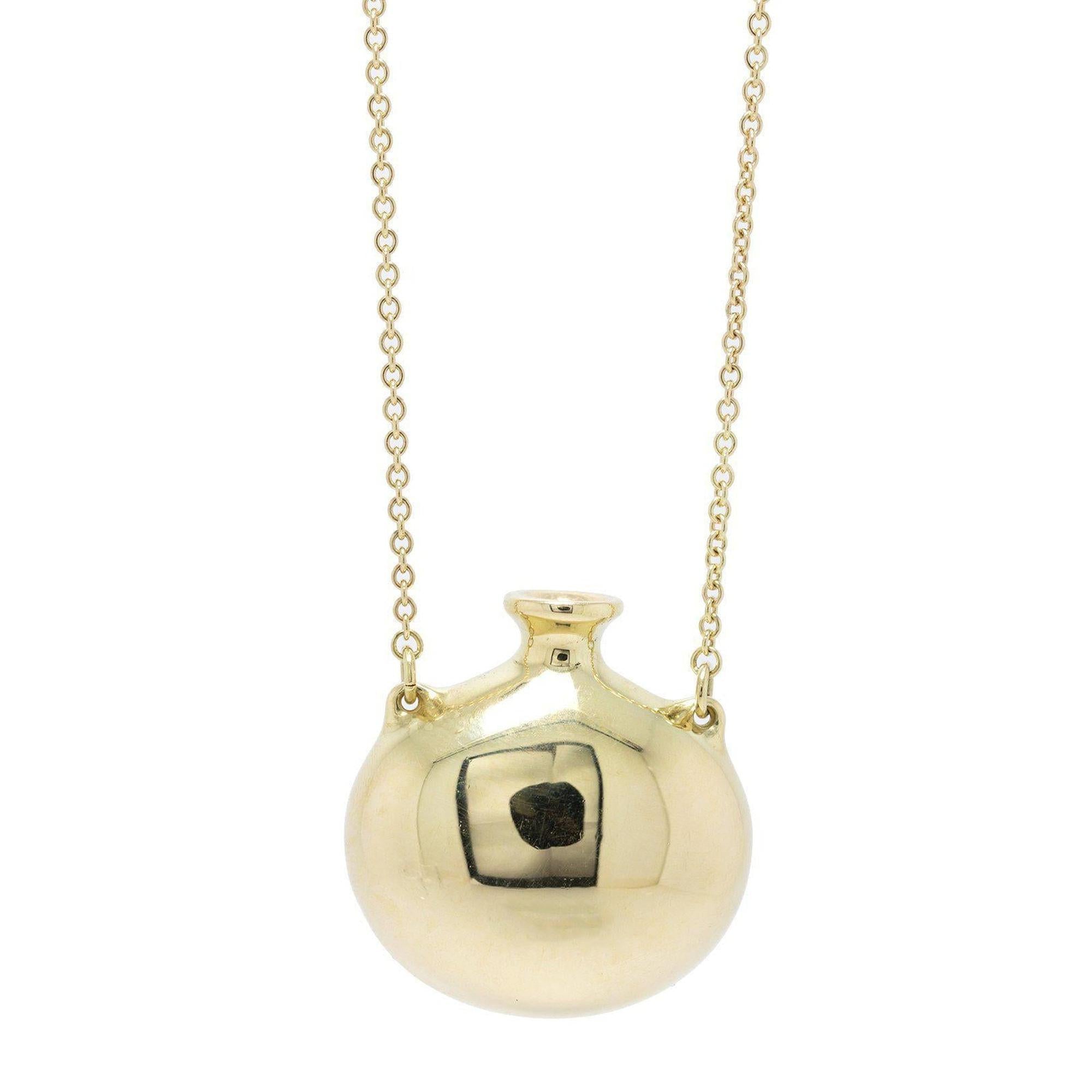 Tiffany & Co. 18k Gold Elsa Peretti Round Bottle Pendant Necklace