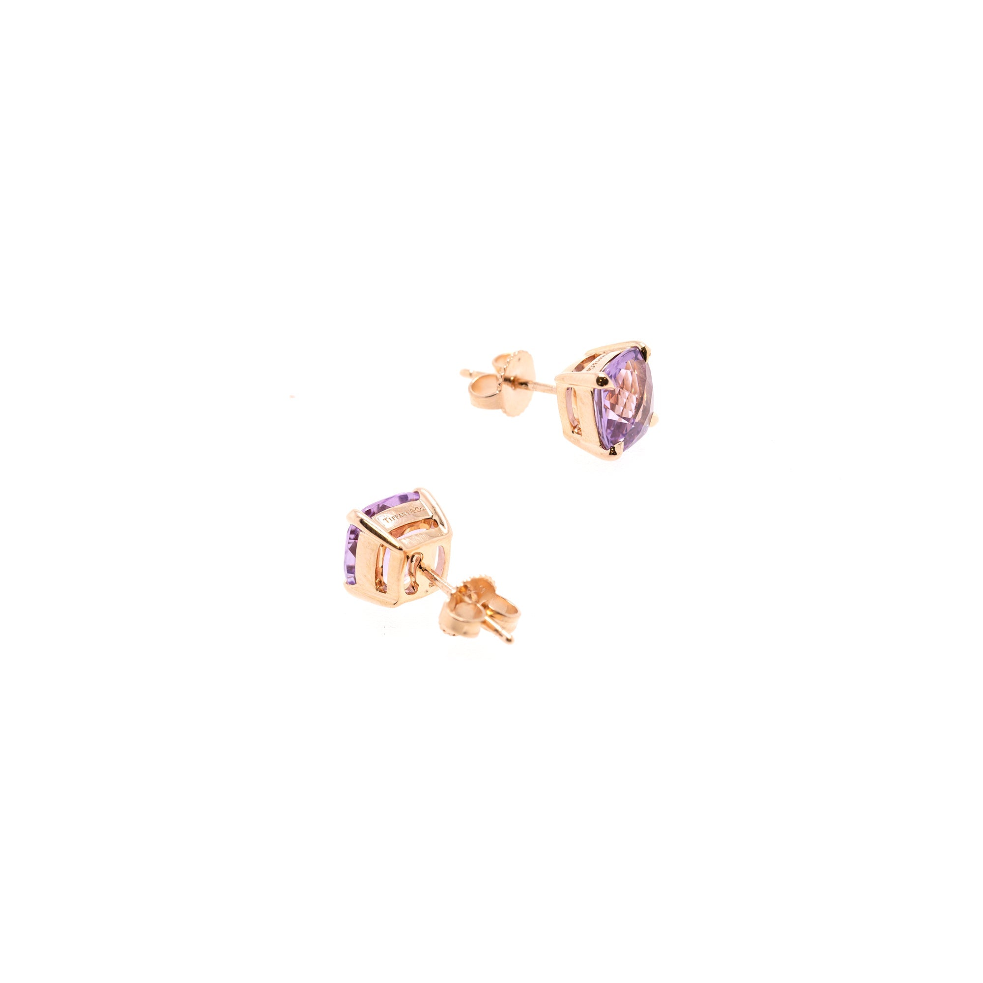 Tiffany & Co. 18k Gold Lavender Amethyst Sparklers Stud Earrings w/ Box