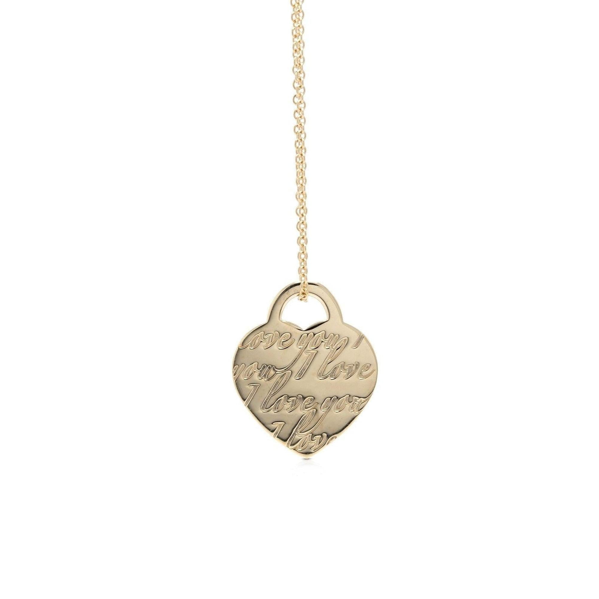 Tiffany & Co. 18k Gold Notes "I Love You" Heart Tag Pendant Necklace