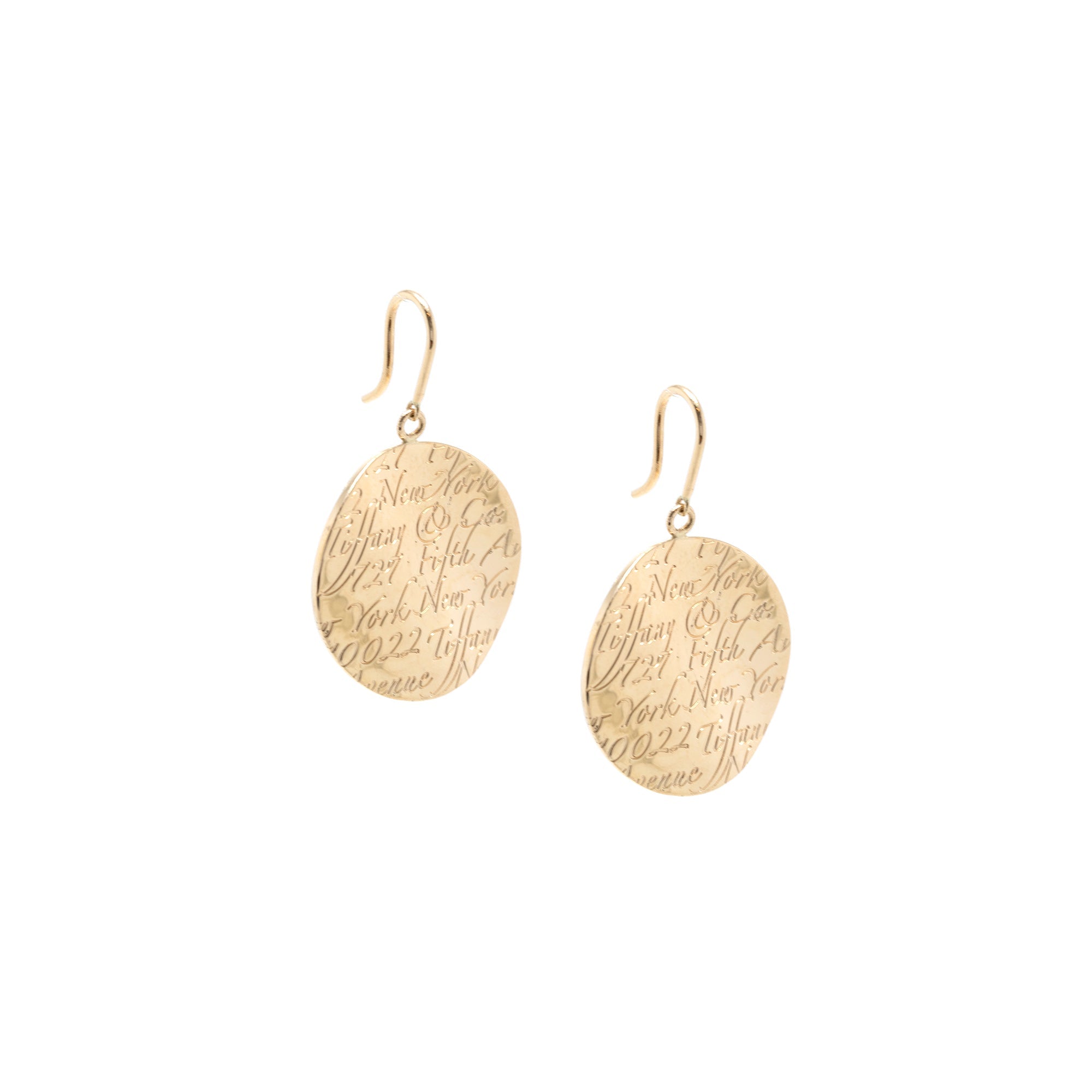 Tiffany & Co. 18k Gold Notes Round Drop Earrings