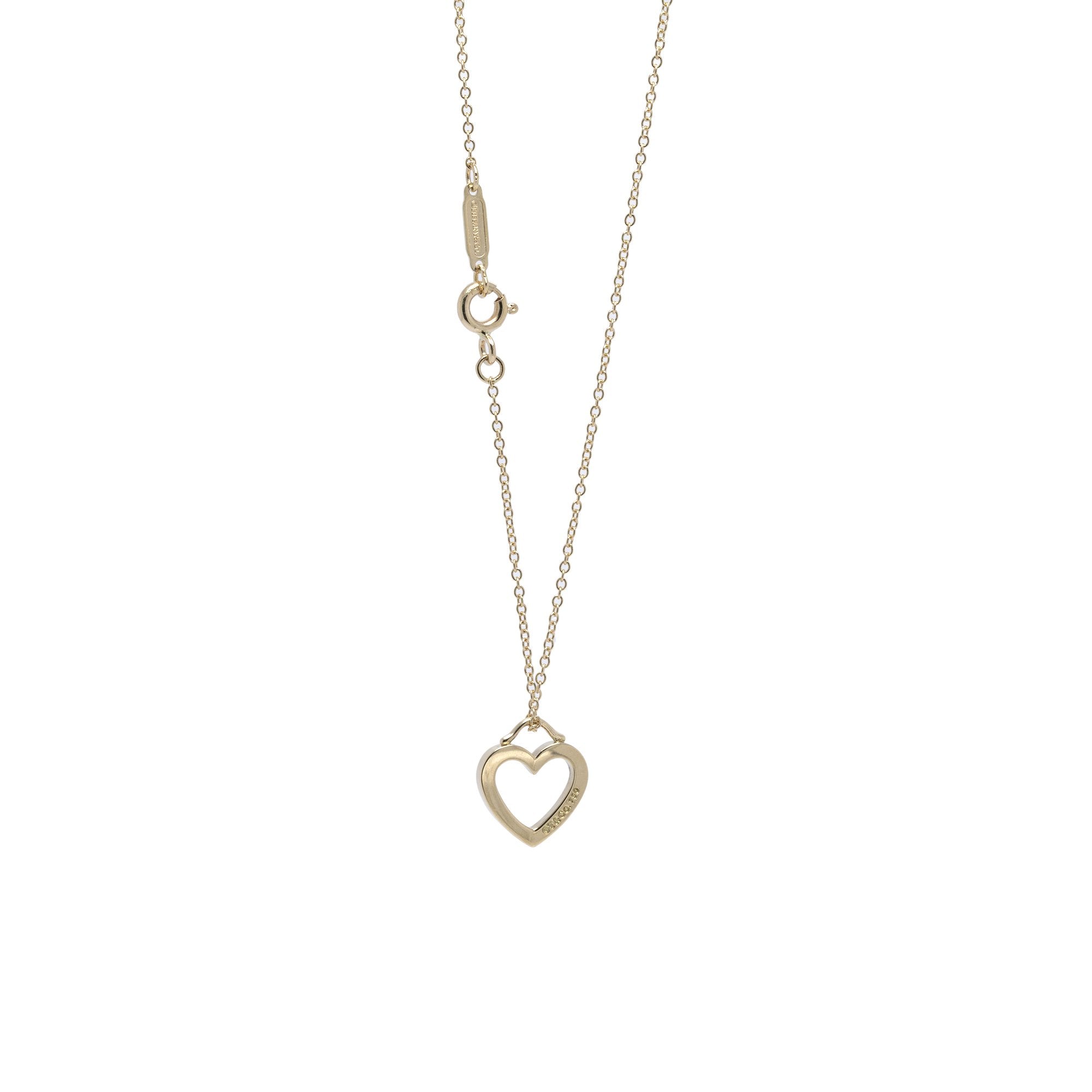 Tiffany & Co. 18k Gold Open Heart Pendant Necklace