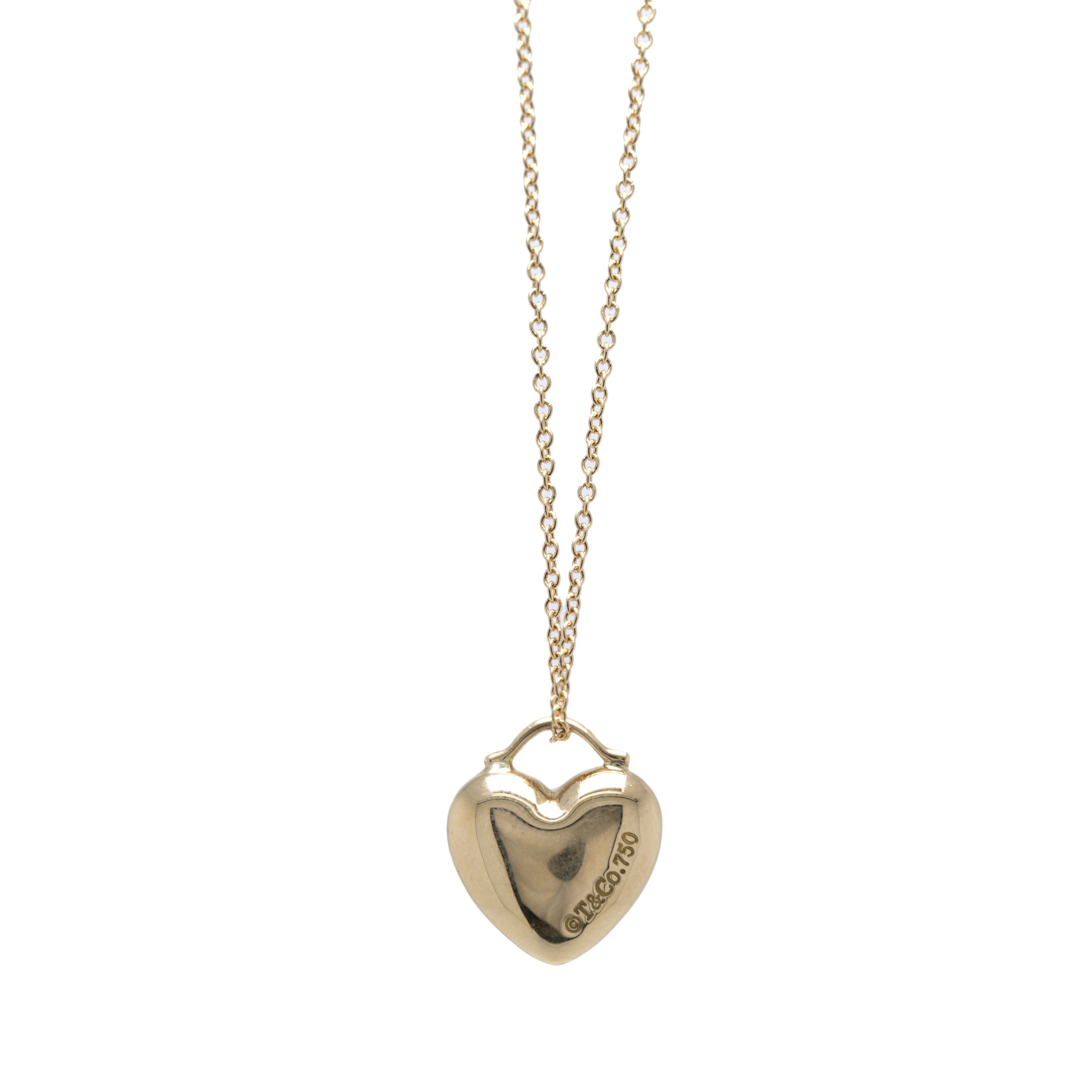 Tiffany & Co. 18k Gold Puffed Heart Pendant Necklace