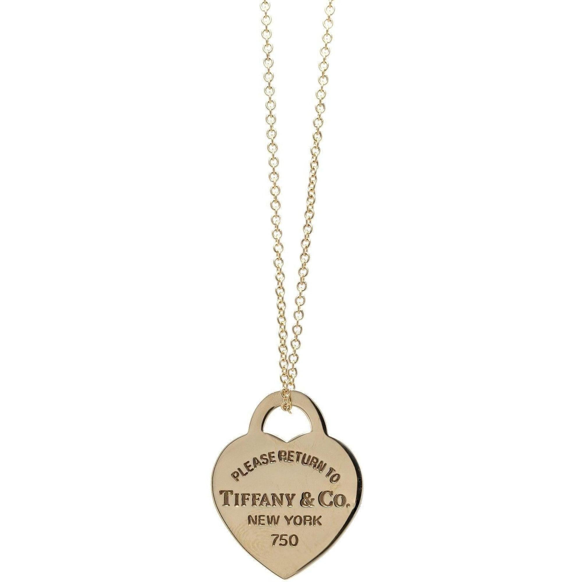 Tiffany & Co. 18k Gold Return to Tiffany Heart Tag Charm Pendant Necklace