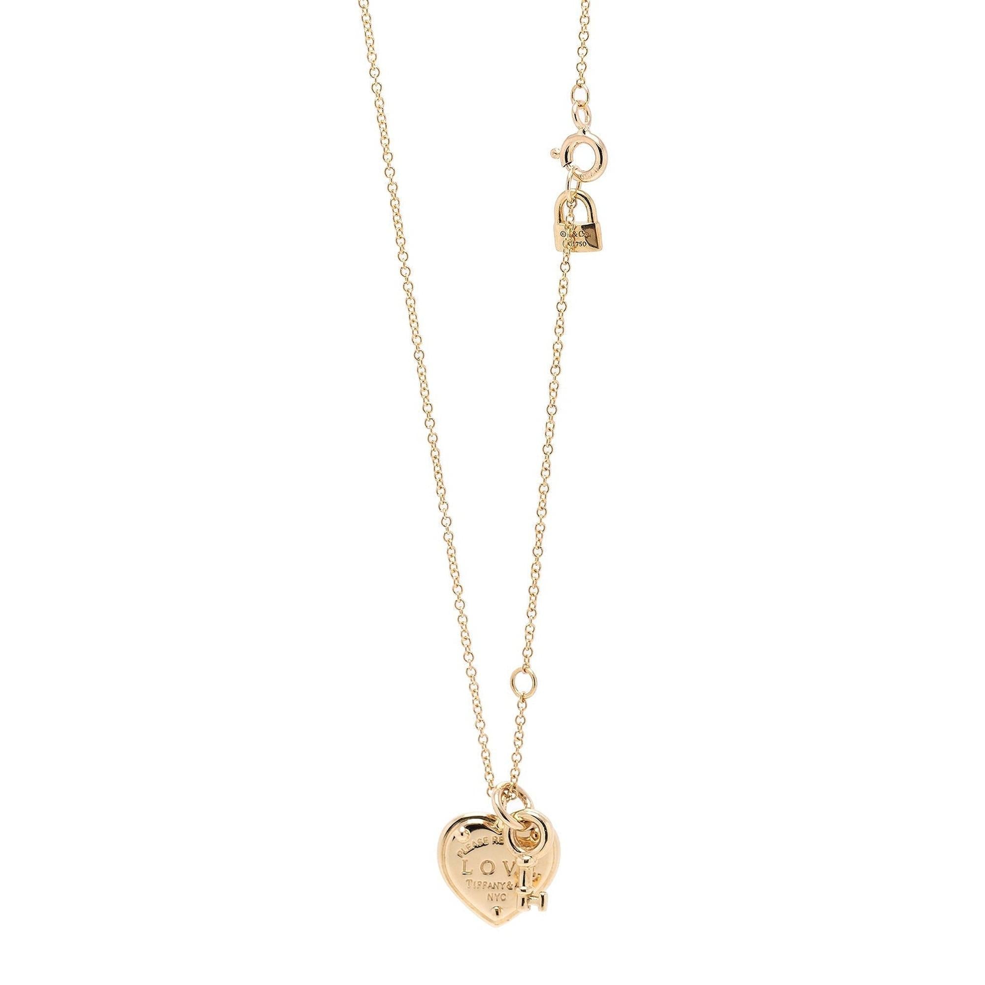 Tiffany & Co. 18k Gold Return to Tiffany Love Heart Tag Key Pendant Necklace