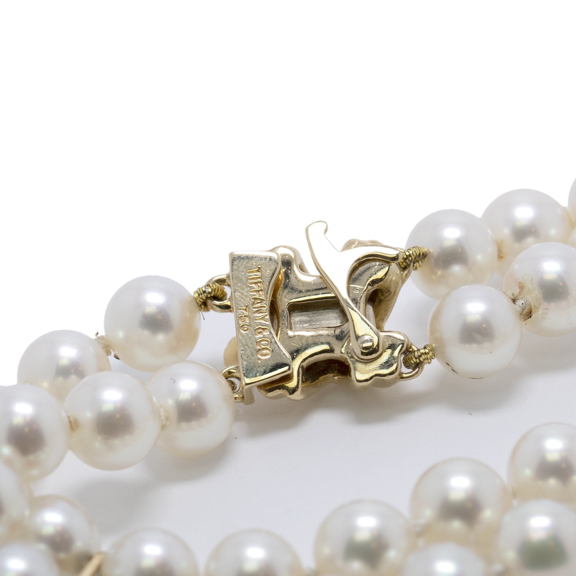 Tiffany & Co. 18k Gold Signature Double Strand Pearl Bracelet
