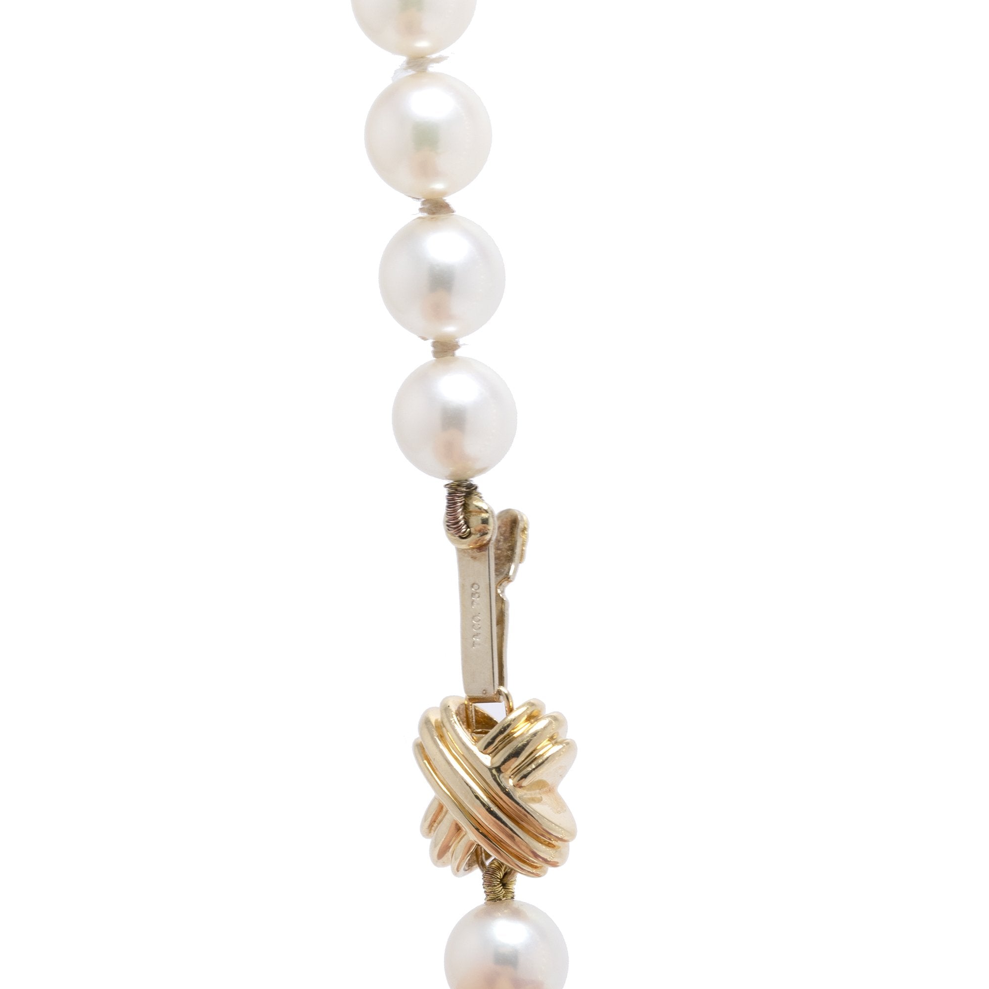 Tiffany & Co. 18k Gold Signature Pearl Strand Necklace