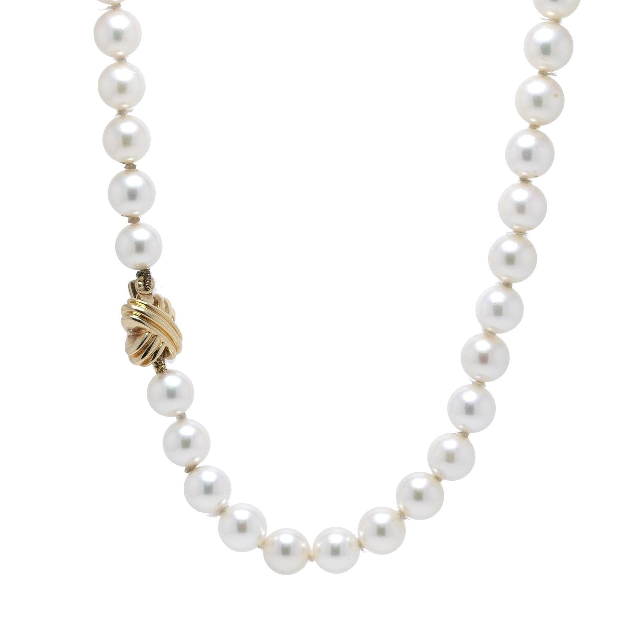 Tiffany & Co. 18k Gold Signature Pearl Strand Necklace