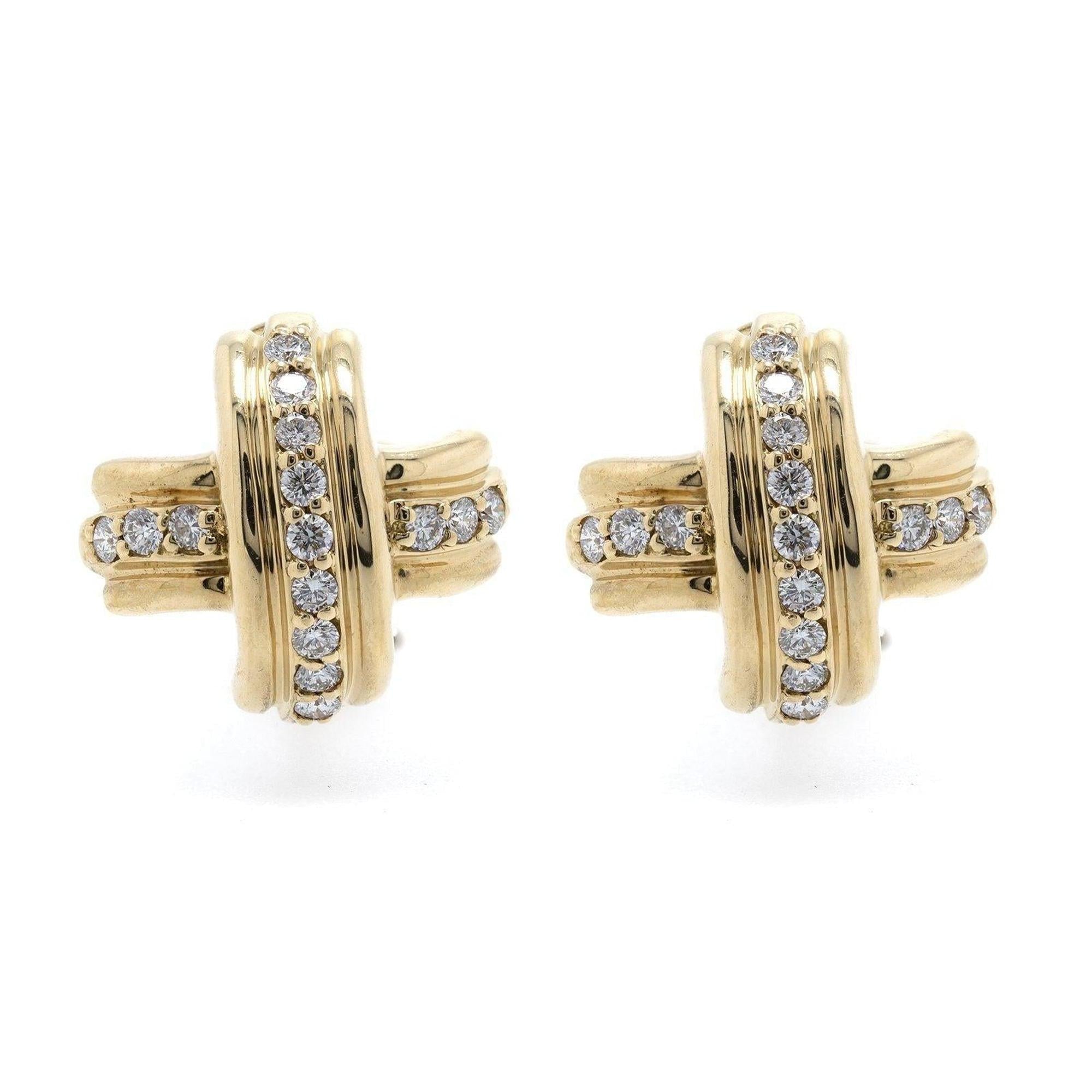 Tiffany & Co. 18k Gold Signature X Diamond Earrings