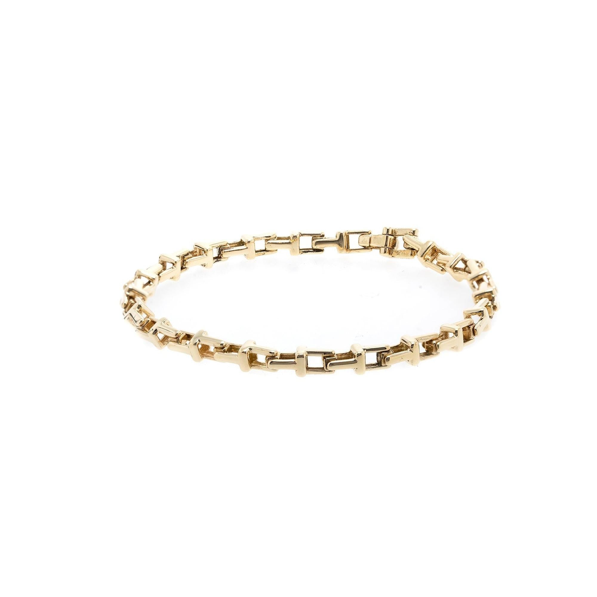 Tiffany & Co. 18k Gold T Narrow Link Chain Bracelet