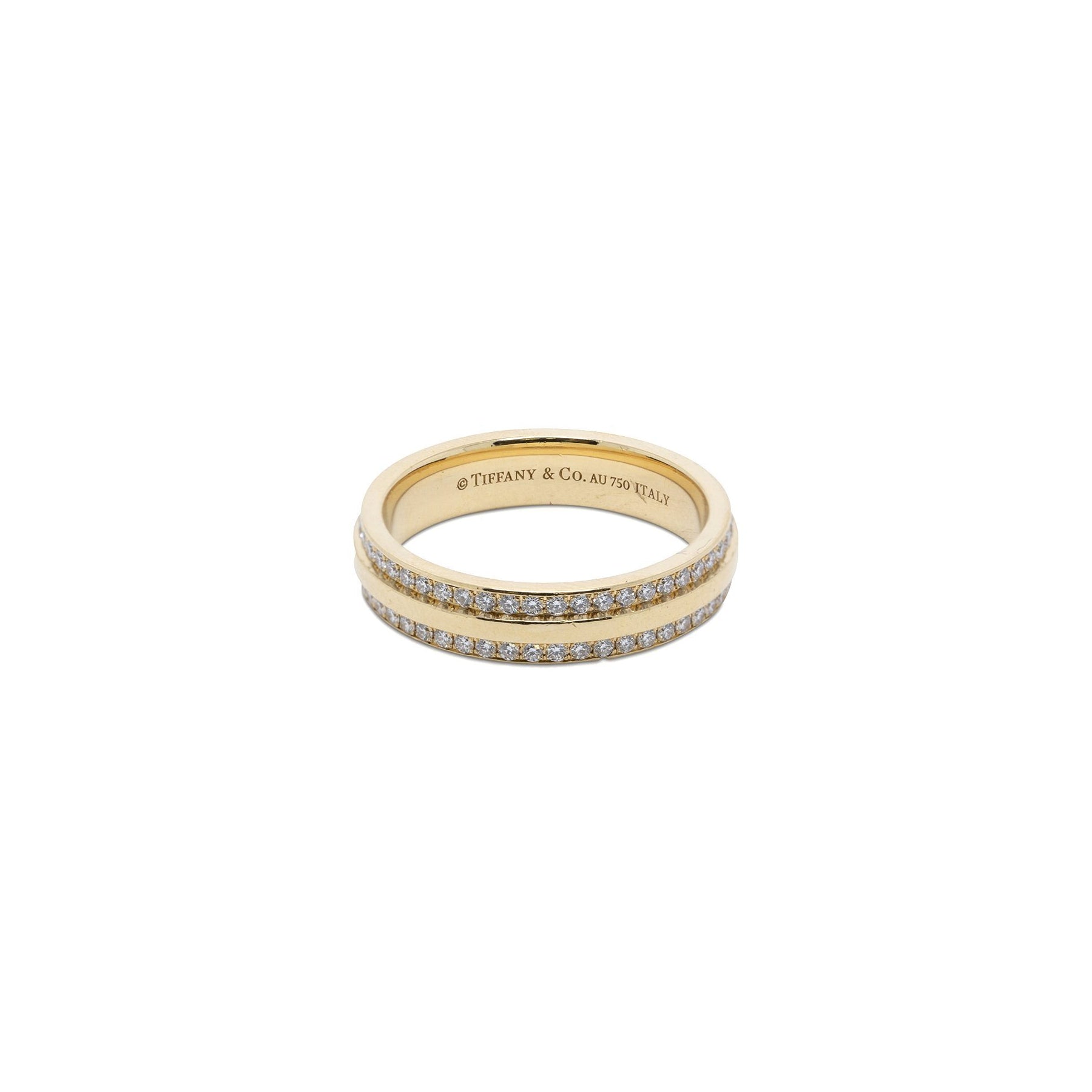 Tiffany & Co. 18k Gold T Narrow Pave Diamond Ring