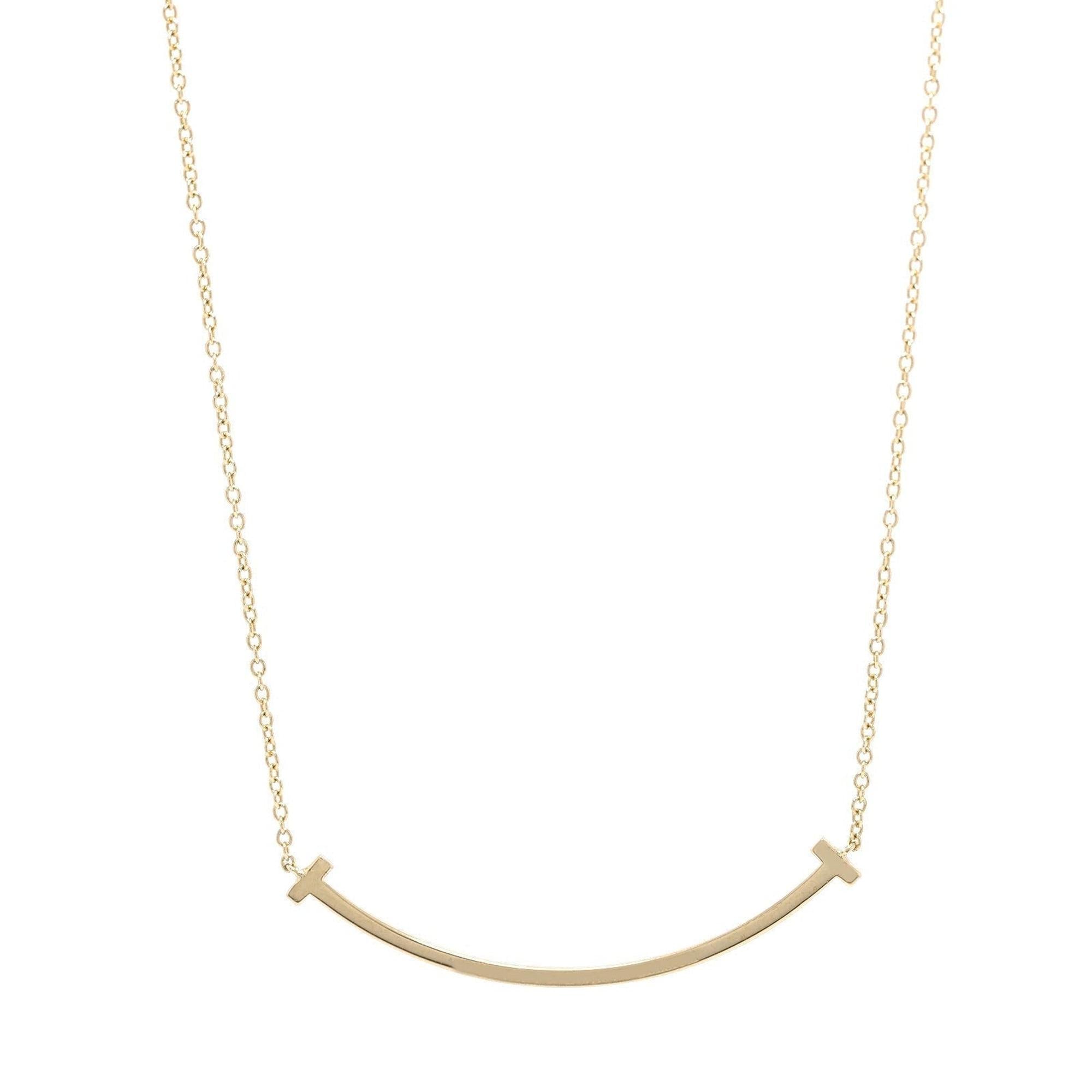 Tiffany & Co. 18k Gold T Smile Pendant Necklace, Small