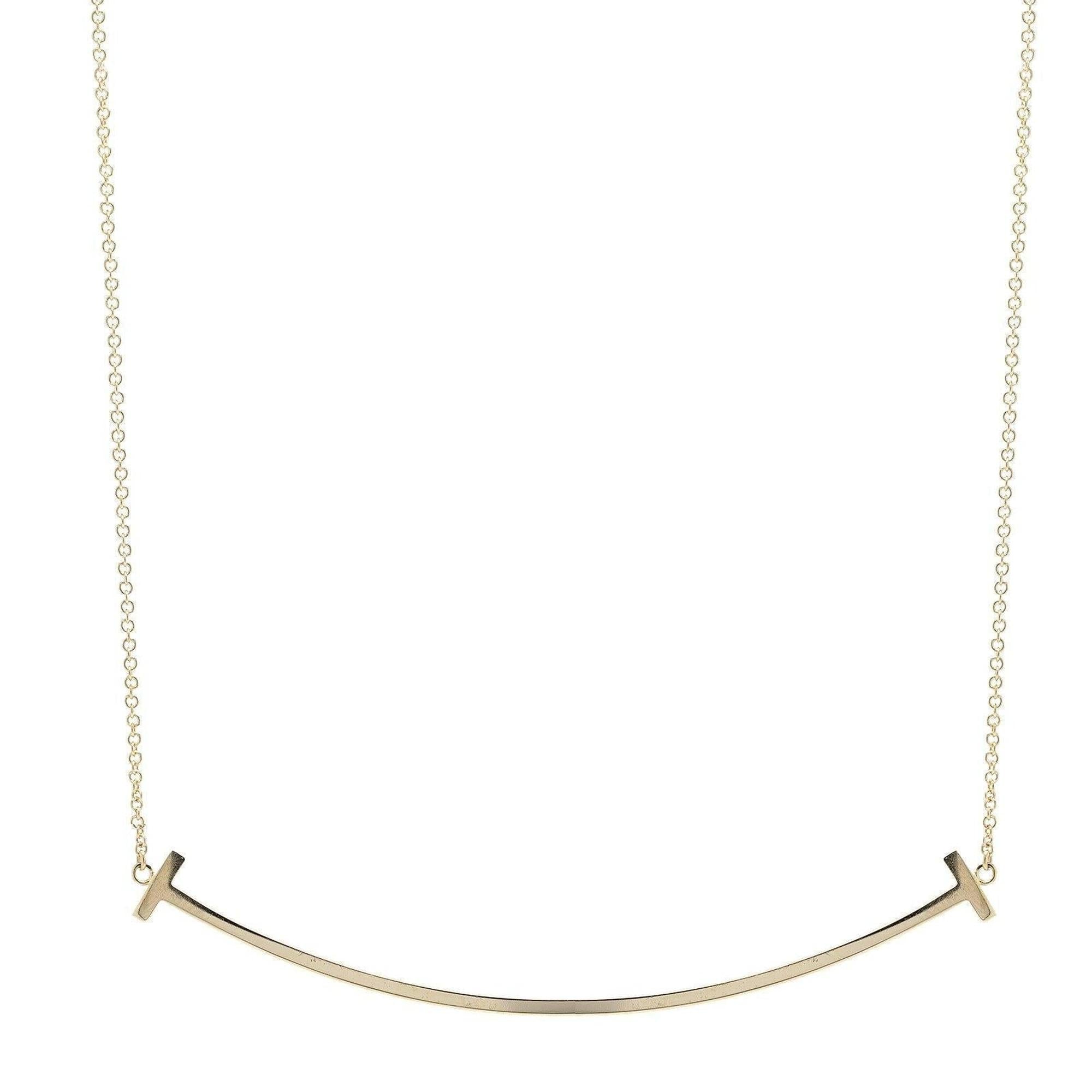 Tiffany & Co. 18k Gold T Smile Pendant Necklace