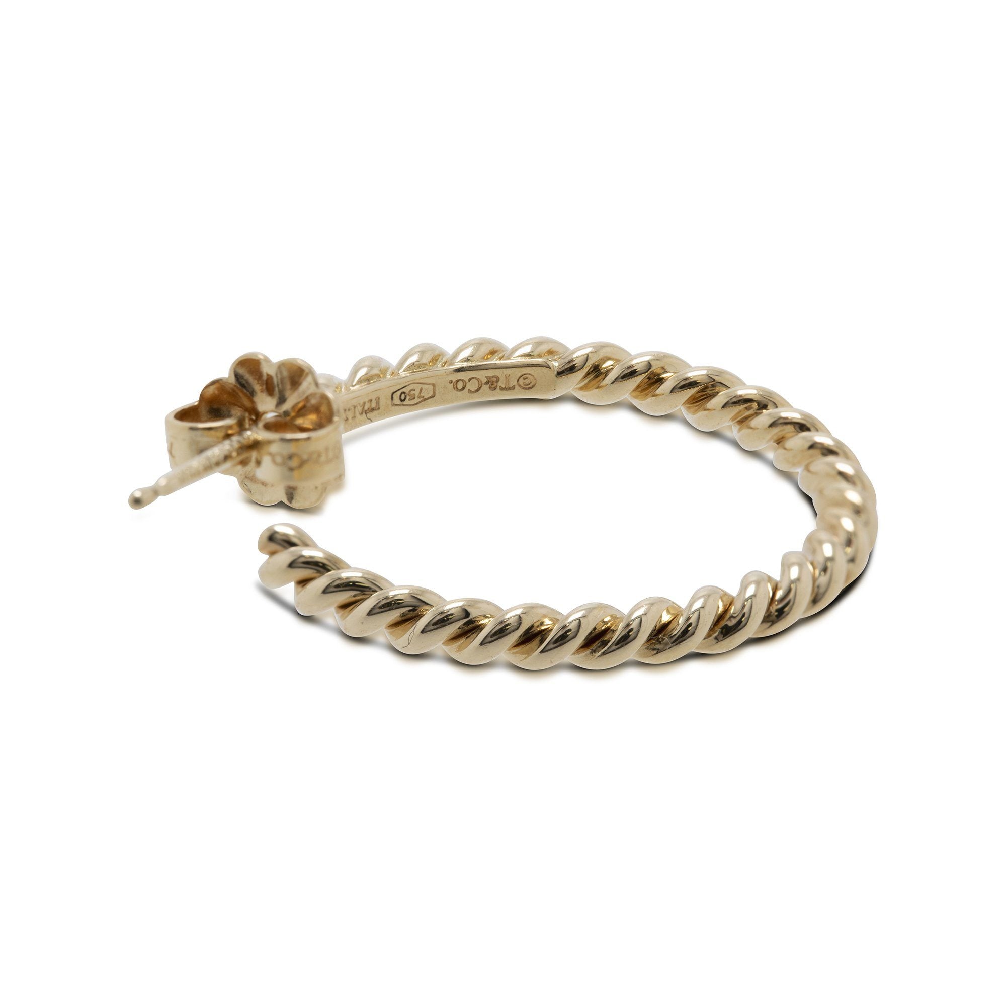 Tiffany & Co. 18k Gold Twist Hoop Earrings