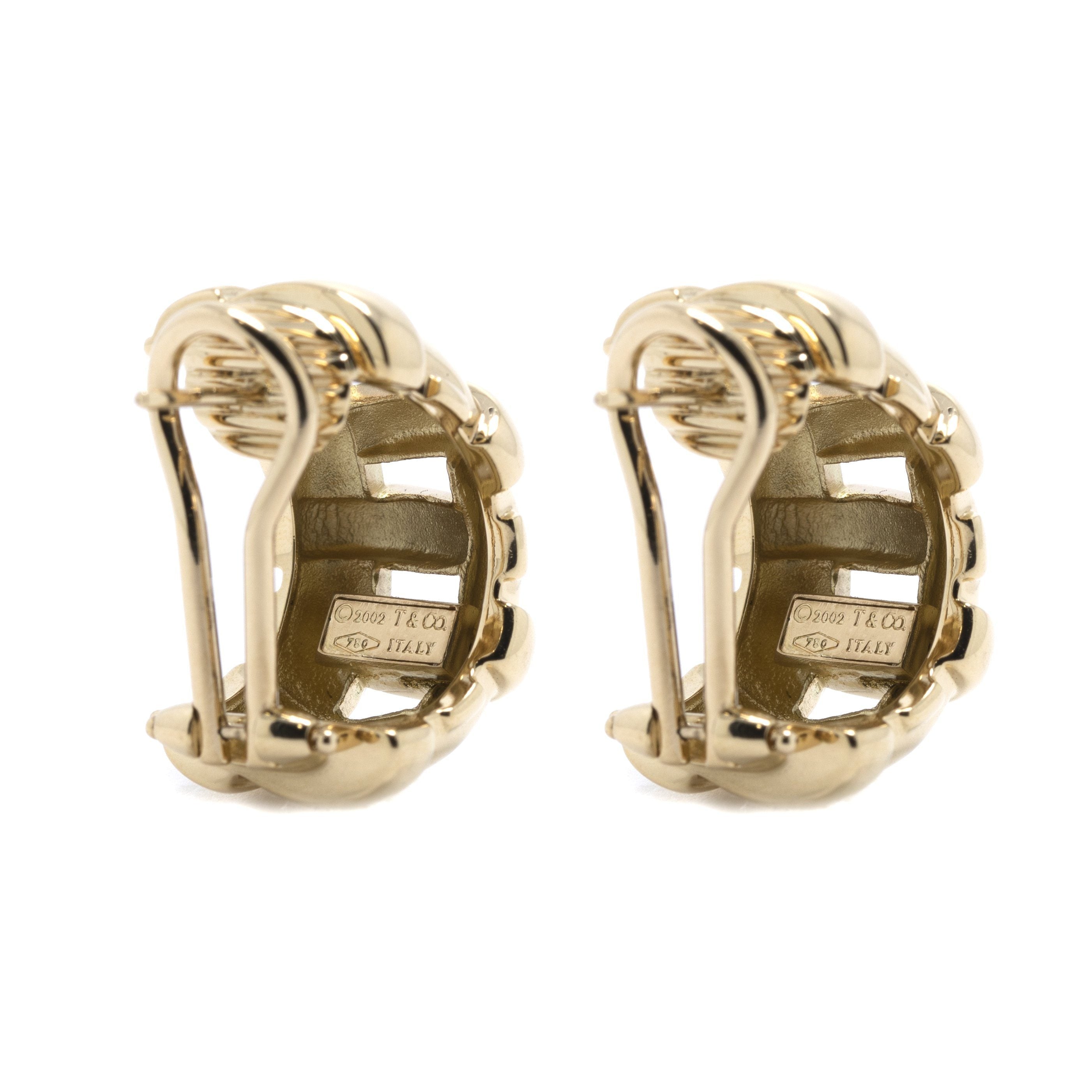 Tiffany & Co. 18k Gold Vanerie Basket Weave Earrings