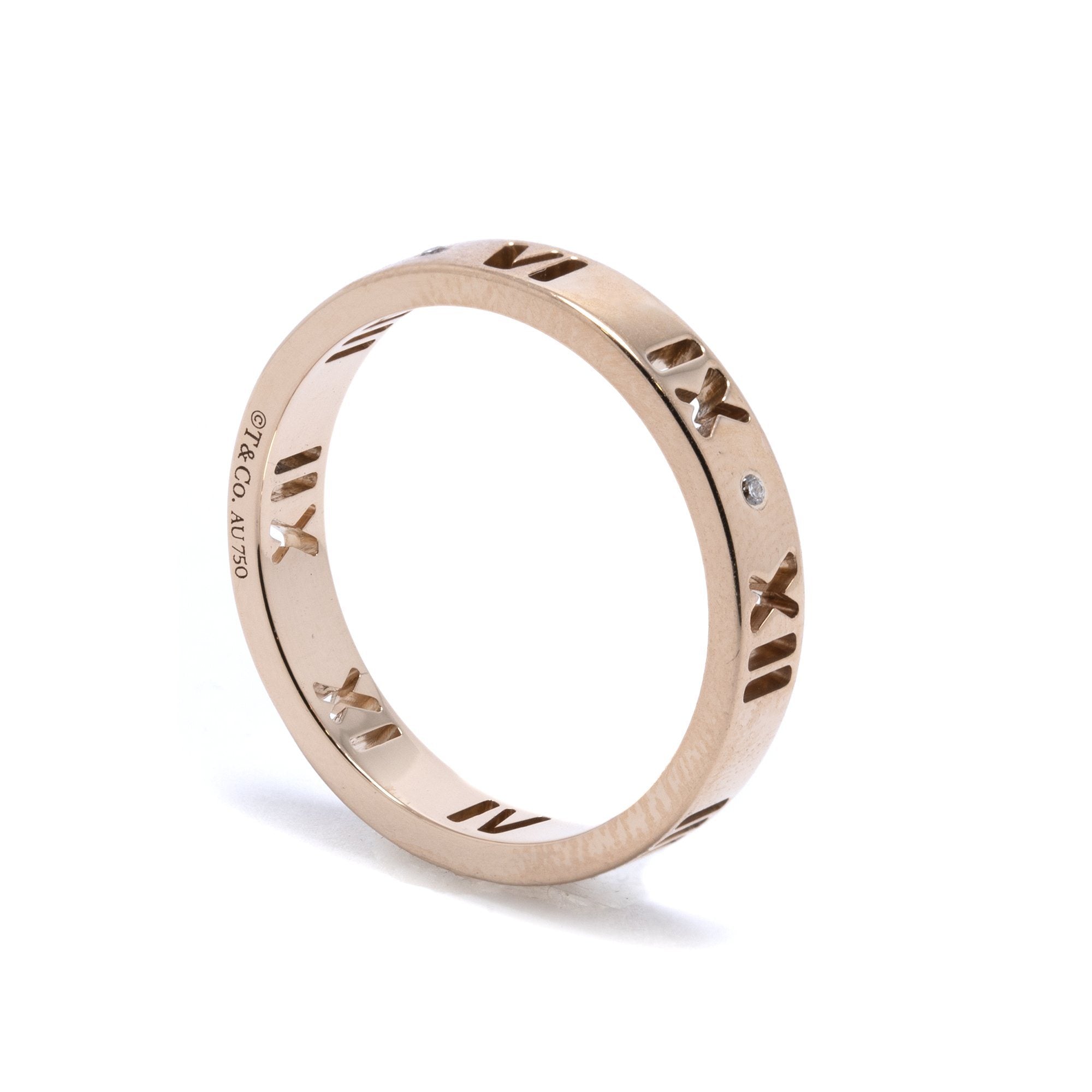 Tiffany & Co. 18k Rose Gold Atlas Pierced Ring with Diamonds