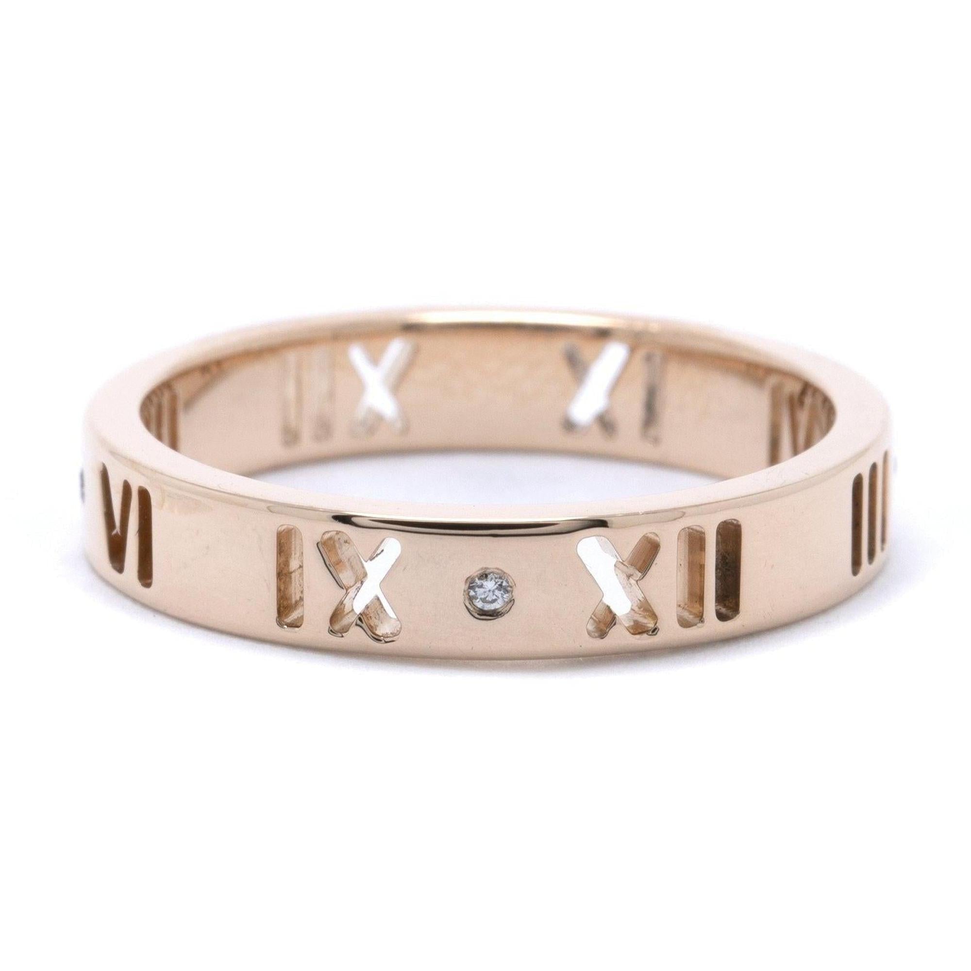 Tiffany & Co. 18k Rose Gold Atlas Pierced Ring with Diamonds