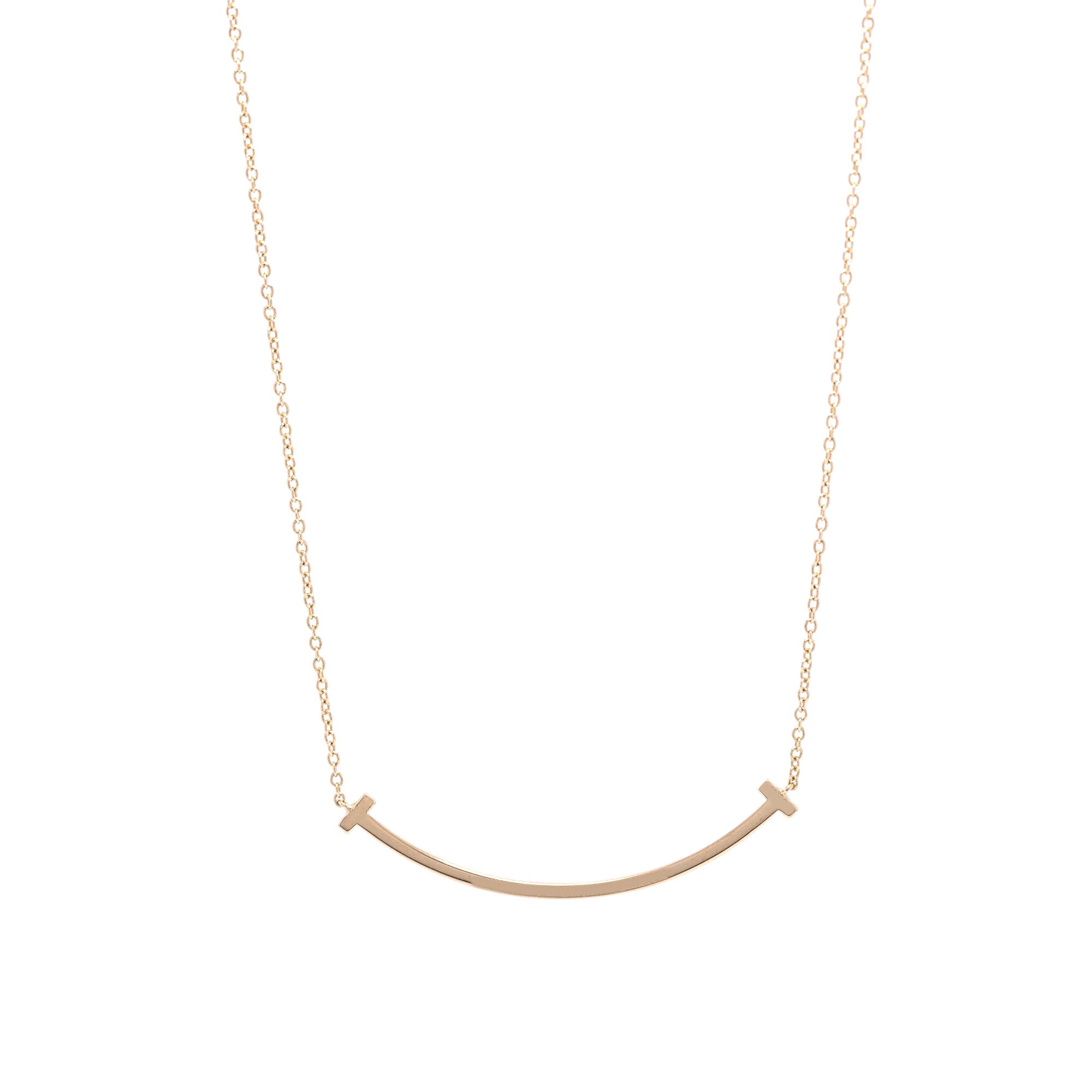 Tiffany & Co. 18k Rose Gold Diamond T Smile Pendant Necklace