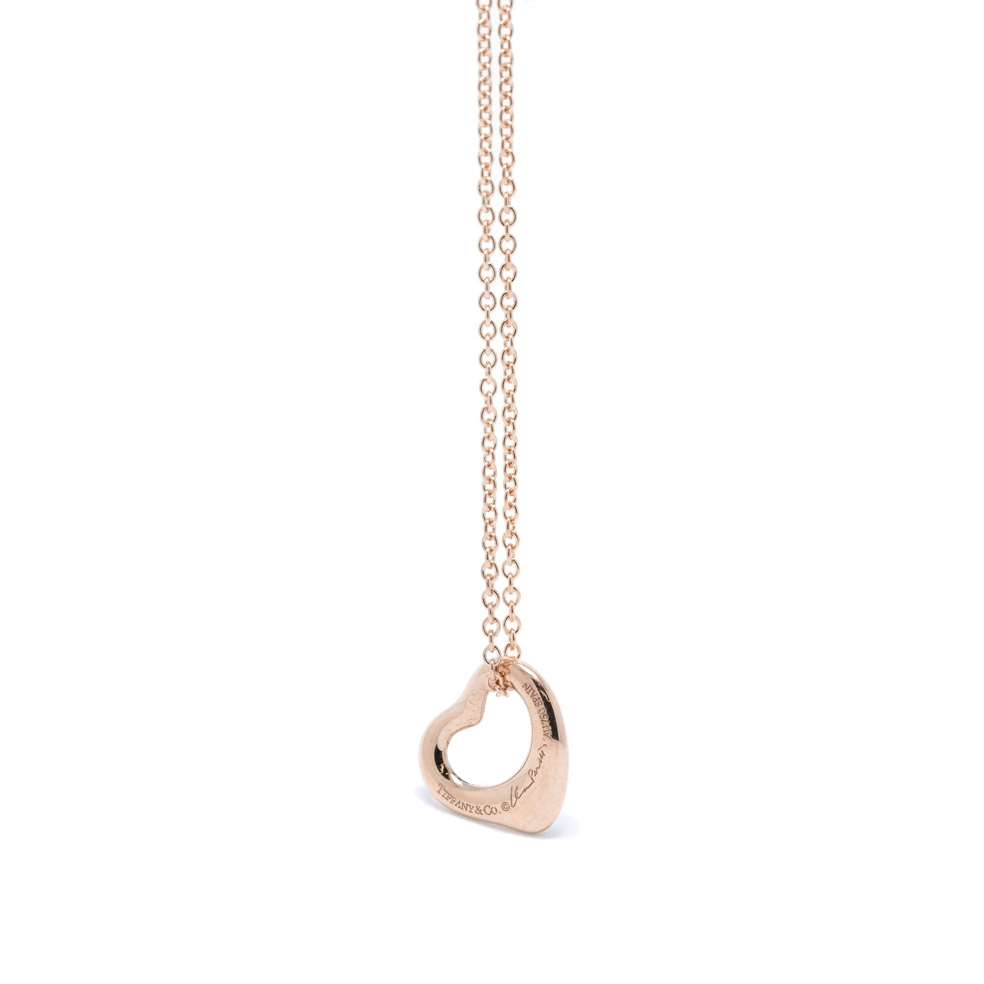 Tiffany & Co. 18k Rose Gold Elsa Peretti Open Heart Pendant Necklace