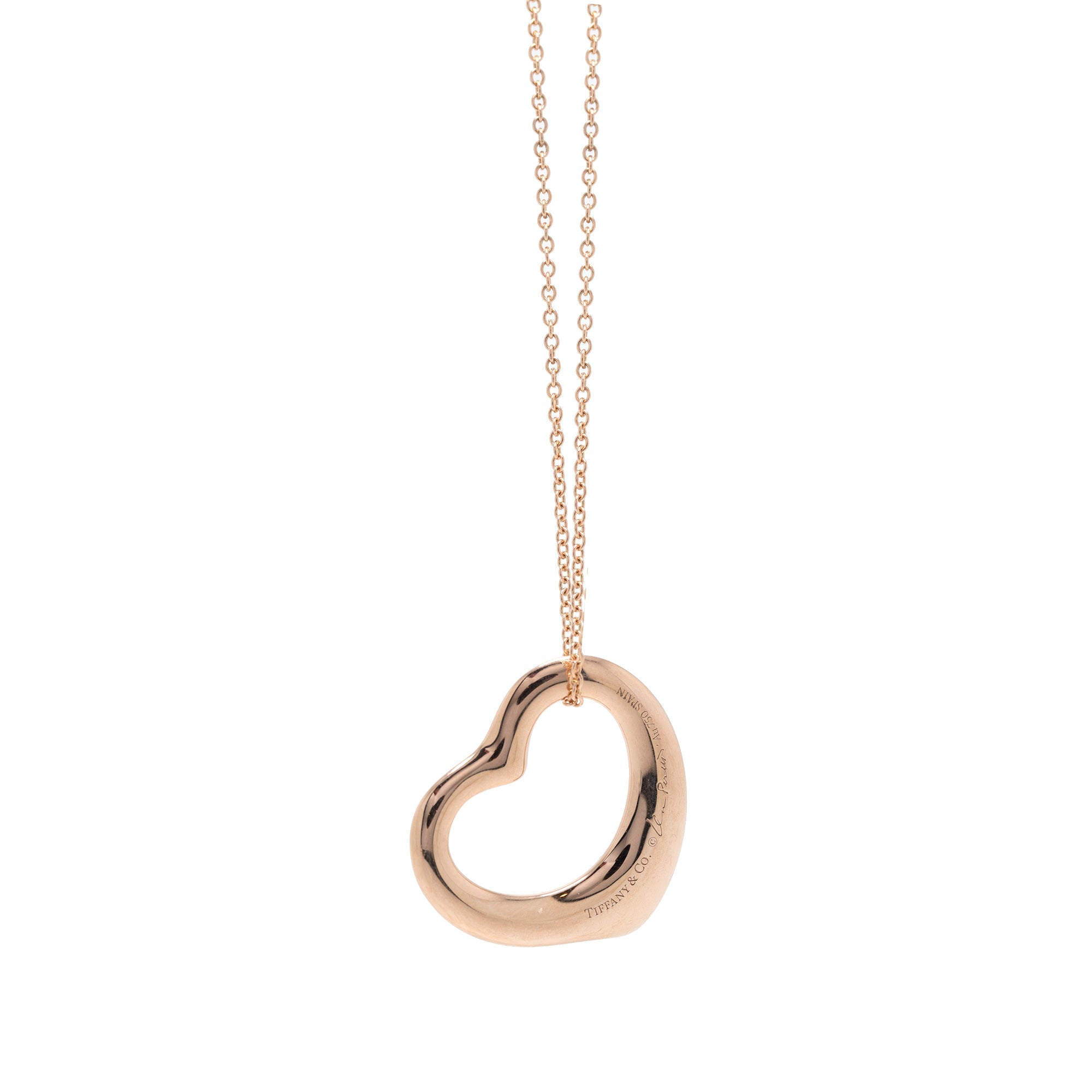 Tiffany & Co. 18k Rose Gold Elsa Peretti Open Heart Pendant Necklace, 22mm