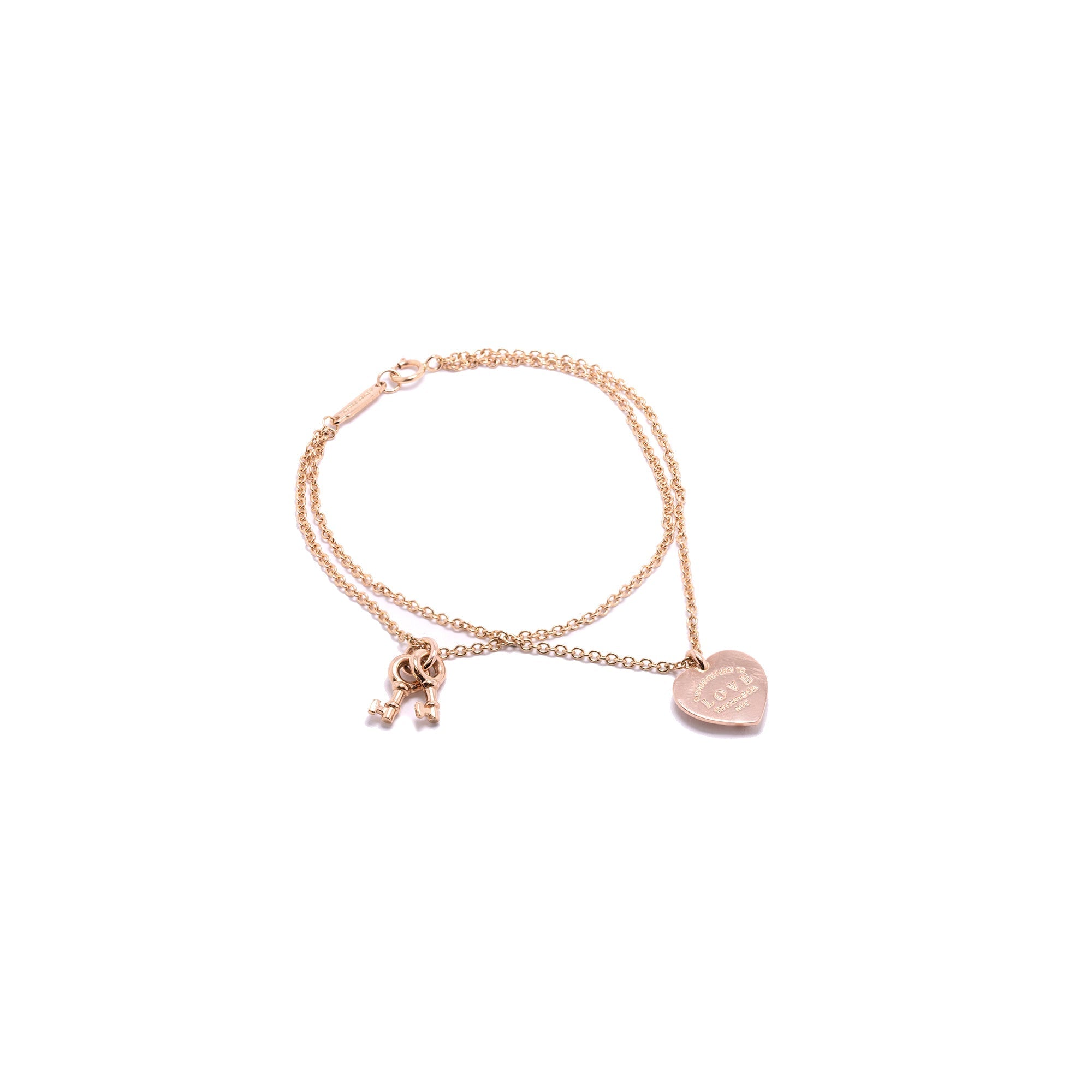 Tiffany & Co. 18k Rose Gold Love Heart Tag Key Bracelet