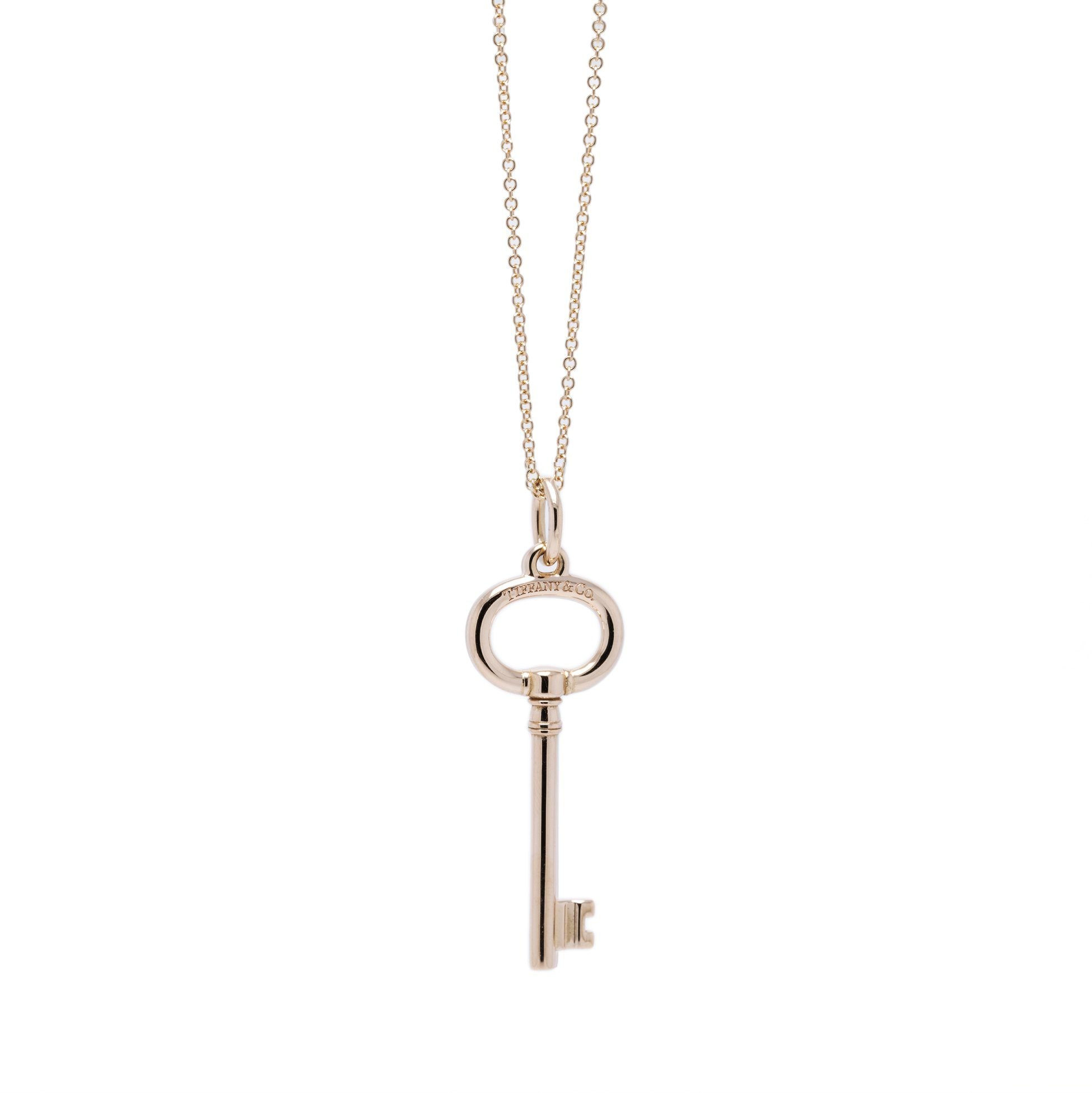 Tiffany & Co. 18k Rose Gold Oval Key Pendant Necklace