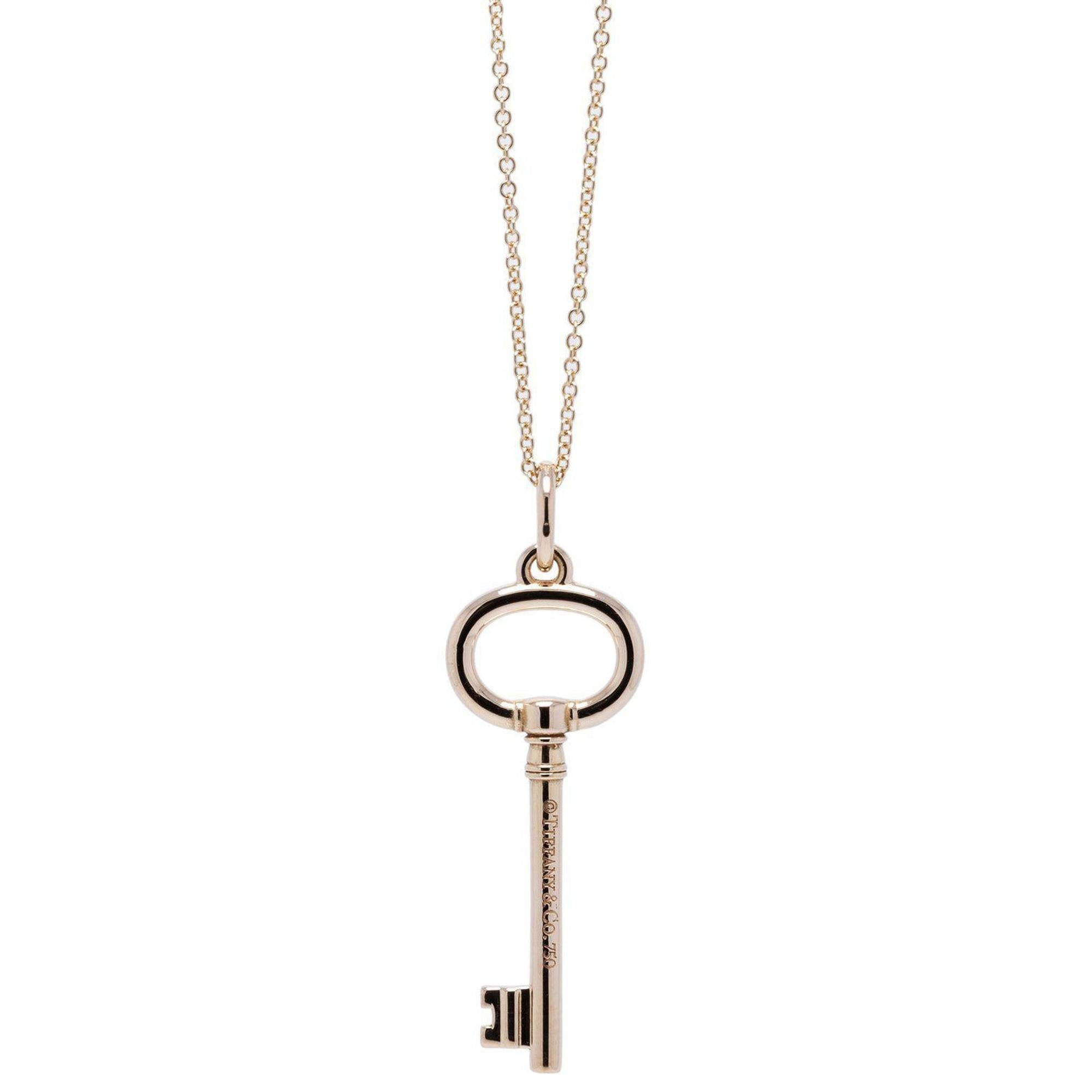 Tiffany & Co. 18k Rose Gold Oval Key Pendant Necklace