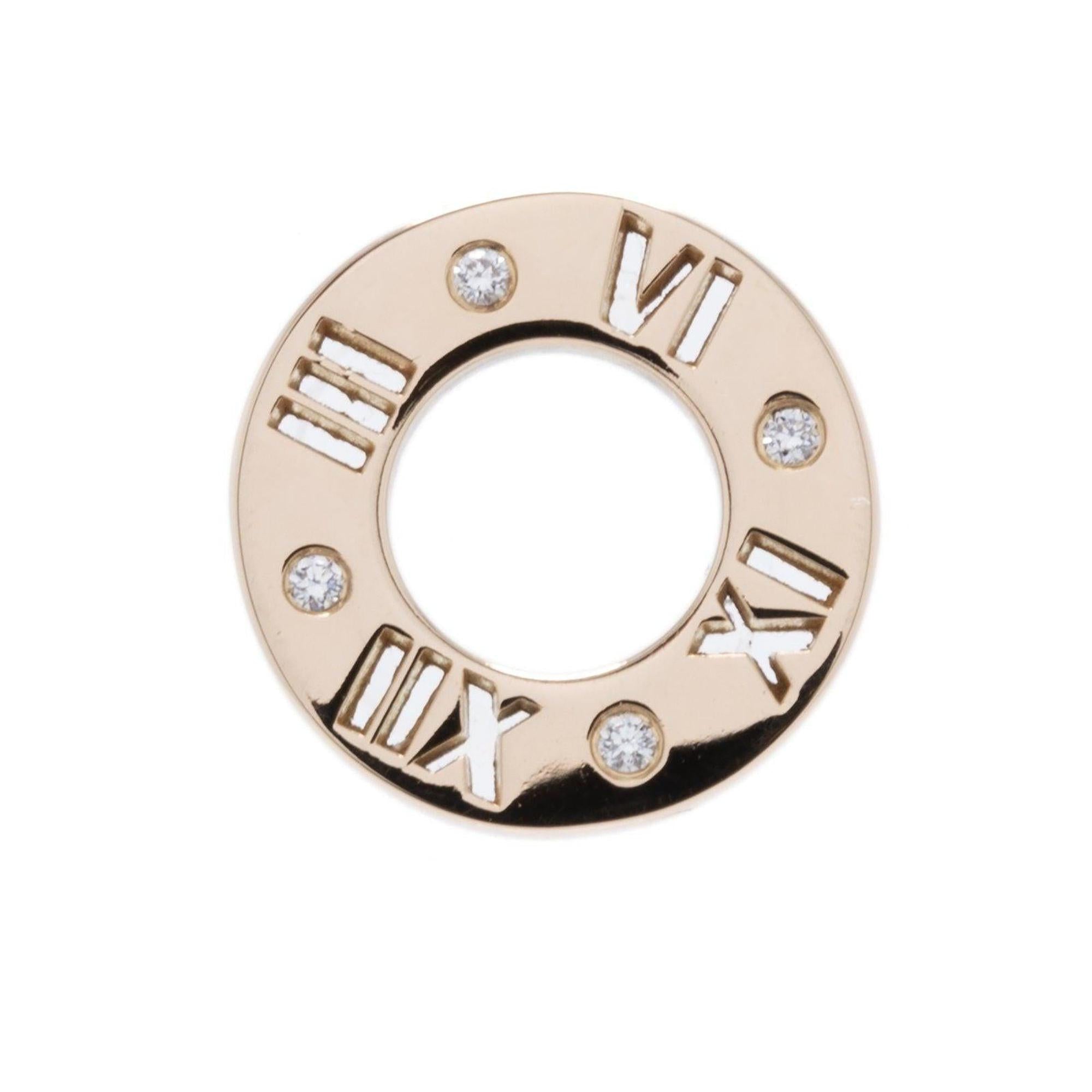 Tiffany & Co. 18k Rose Gold Small Pierced Atlas Pendant with Diamonds