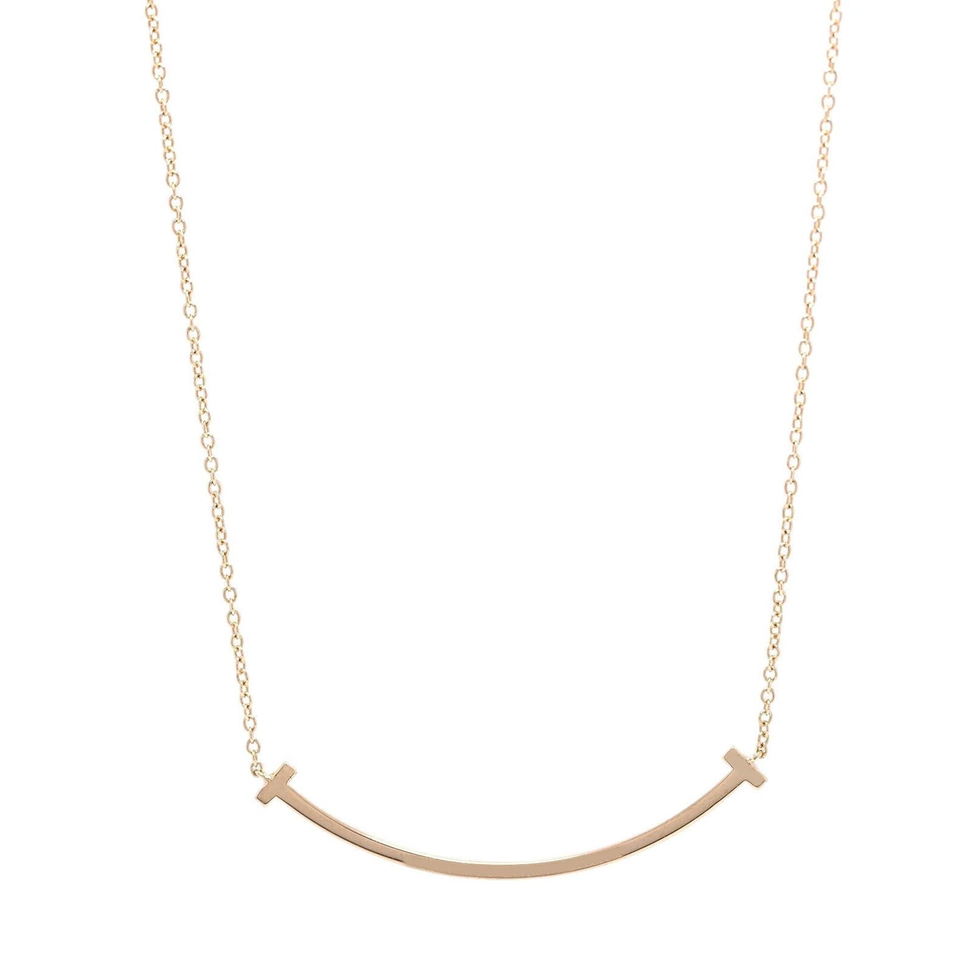 Tiffany & Co. 18k Rose Gold T Smile Pendant Necklace, Small