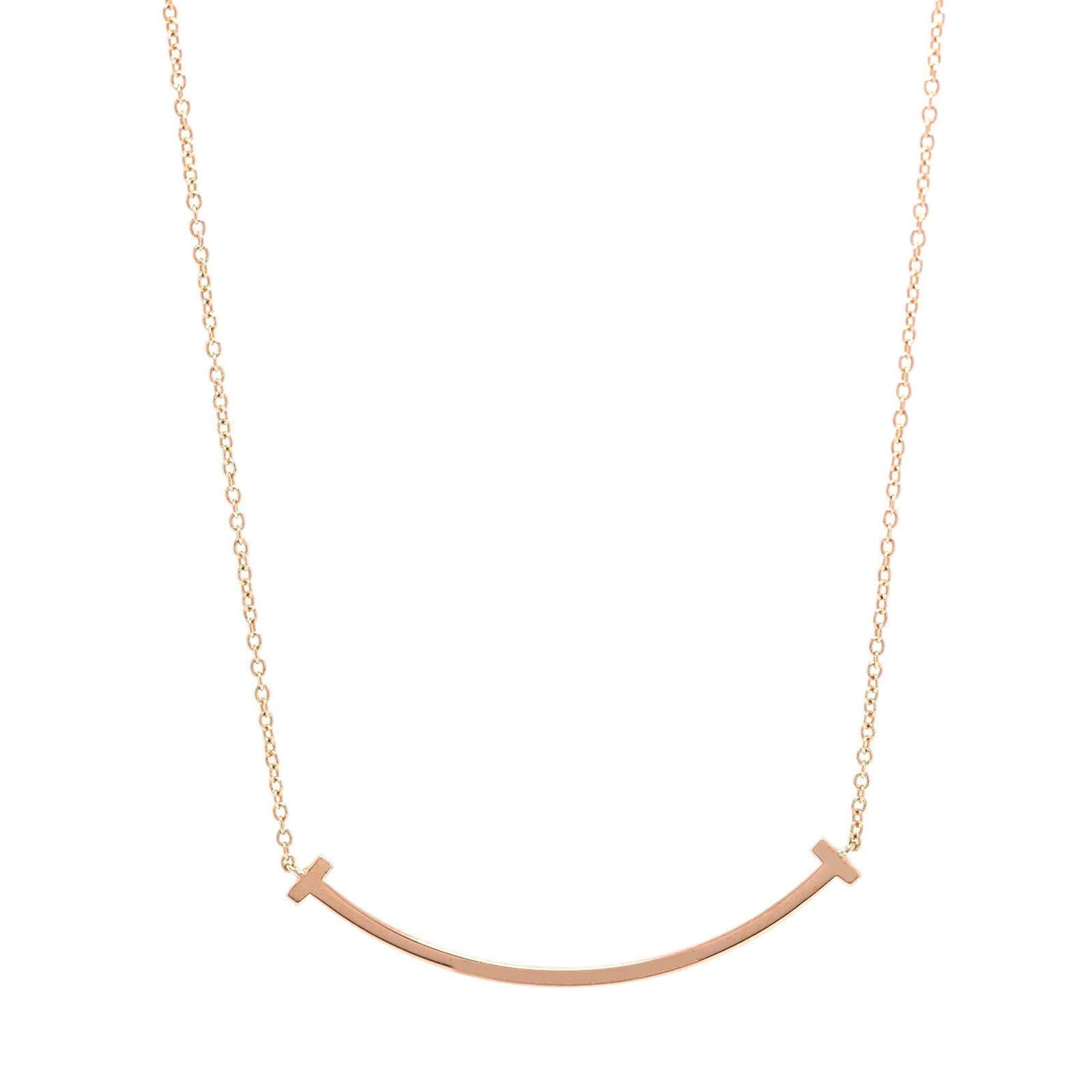Tiffany & Co. 18k Rose Gold T Smile Pendant Necklace, Small