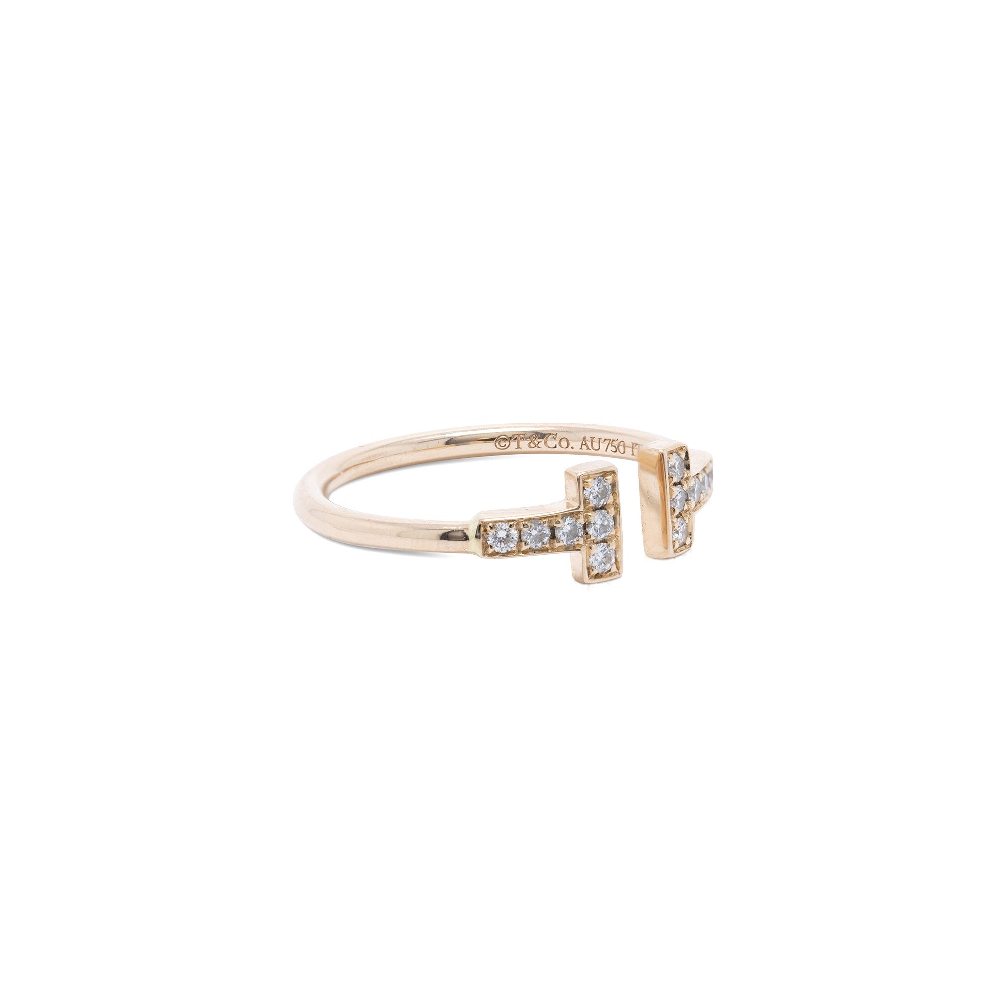 Tiffany & Co. 18k Rose Gold T Wire Ring with Diamonds