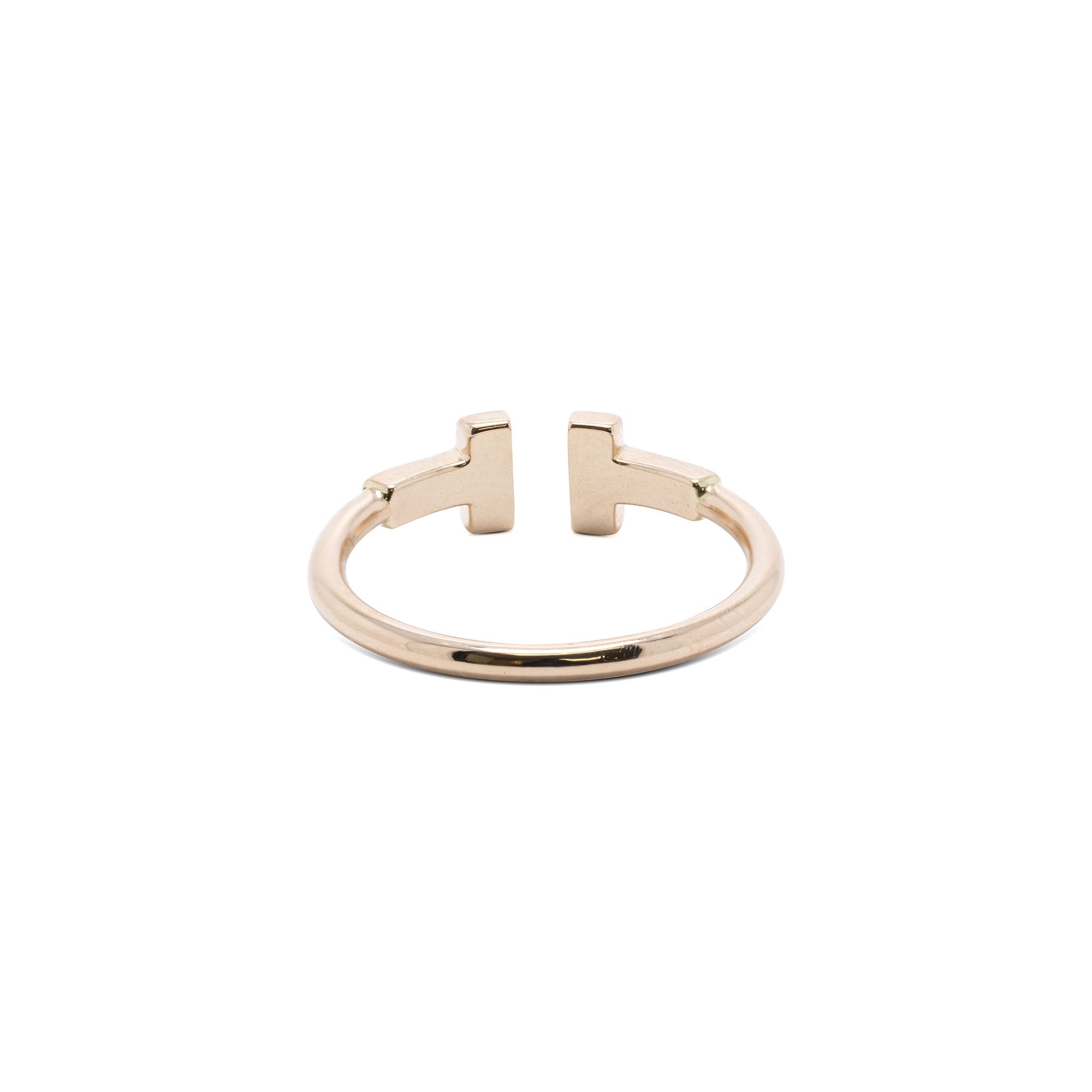Tiffany & Co. 18k Rose Gold T Wire Ring with Diamonds