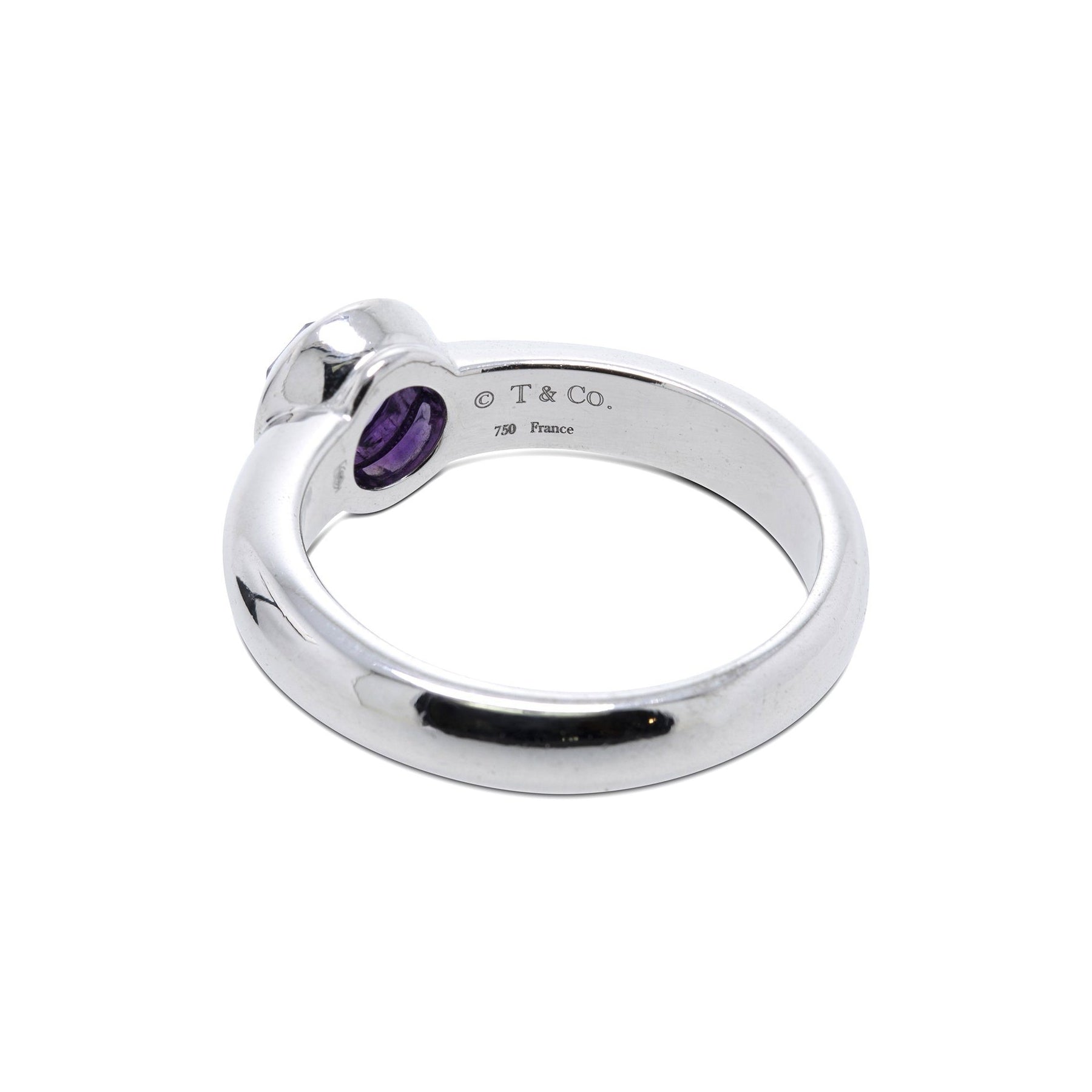 Tiffany & Co. 18k White Gold Amethyst Bullet Ring
