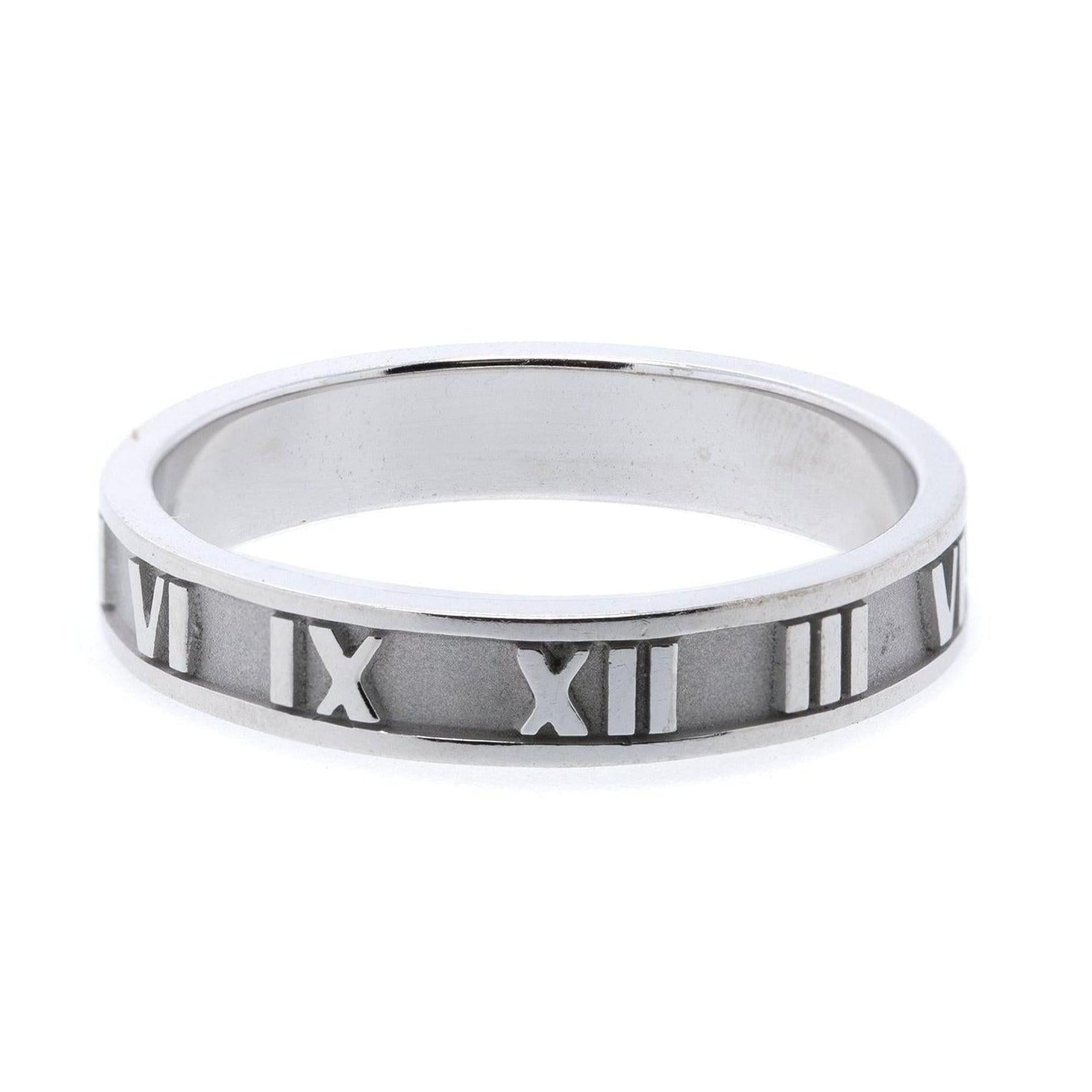 Tiffany & Co. 18k White Gold Atlas Narrow Band Ring