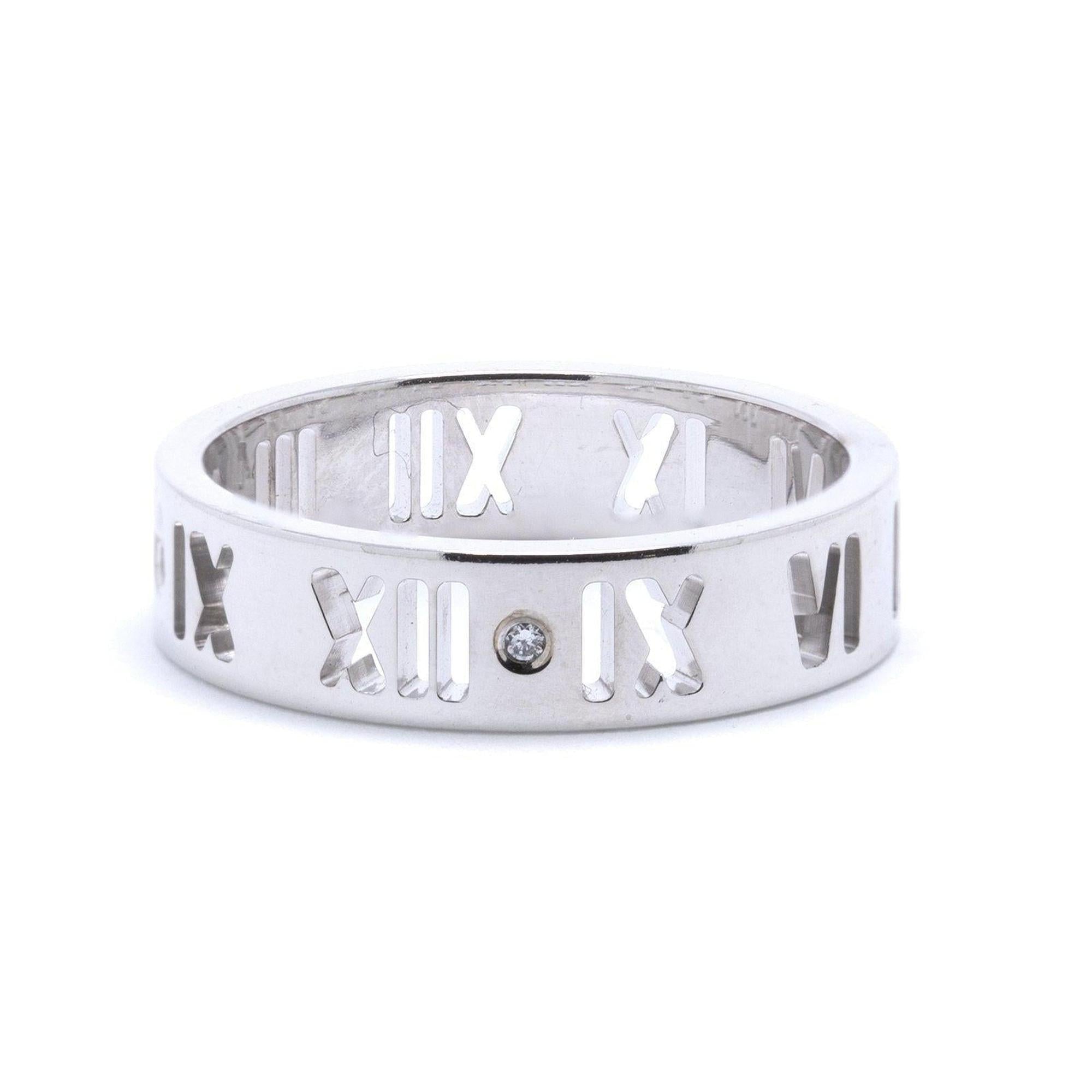 Tiffany & Co. 18k White Gold Atlas Pierced Ring with Diamonds