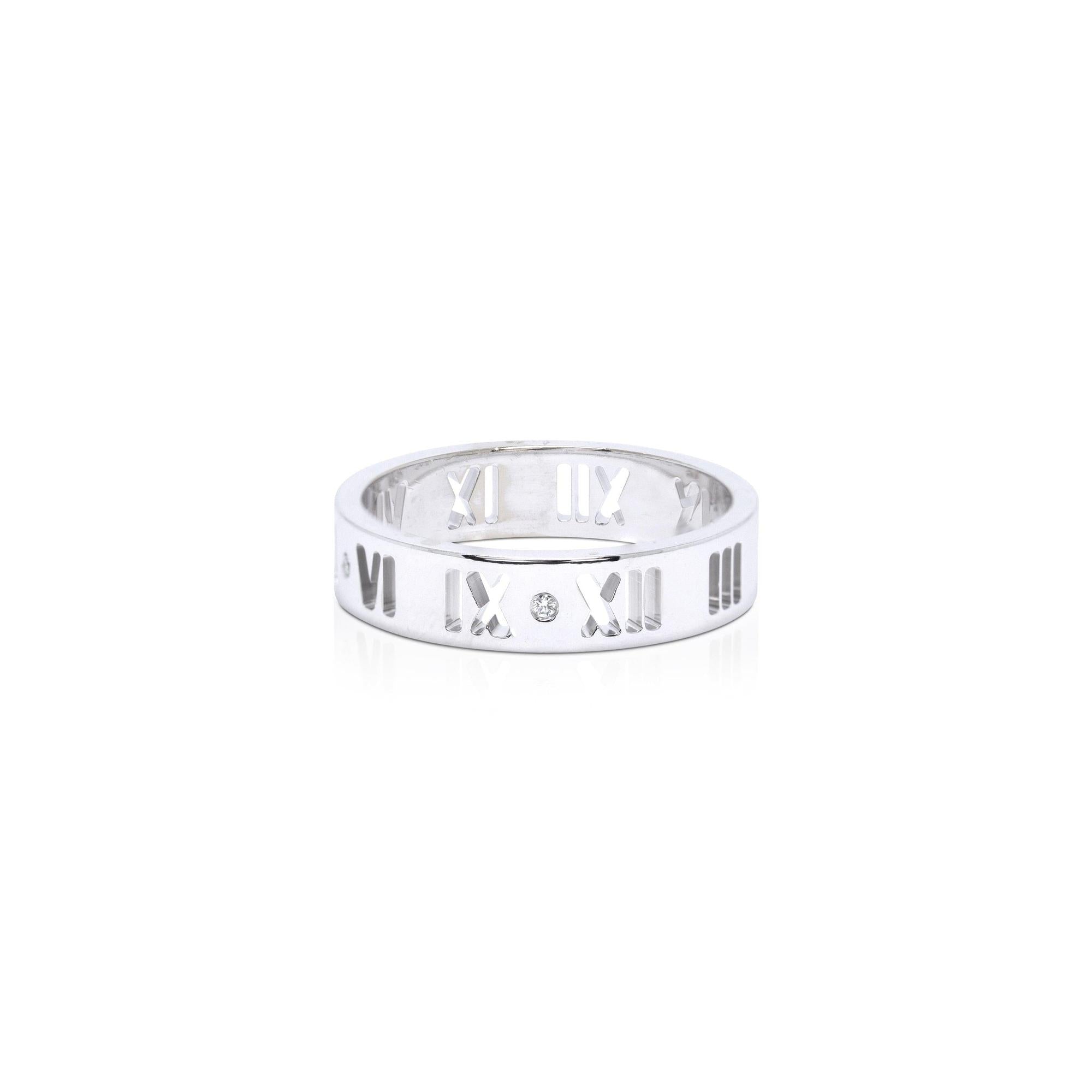 Tiffany & Co. 18k White Gold Atlas Pierced Ring with Diamonds