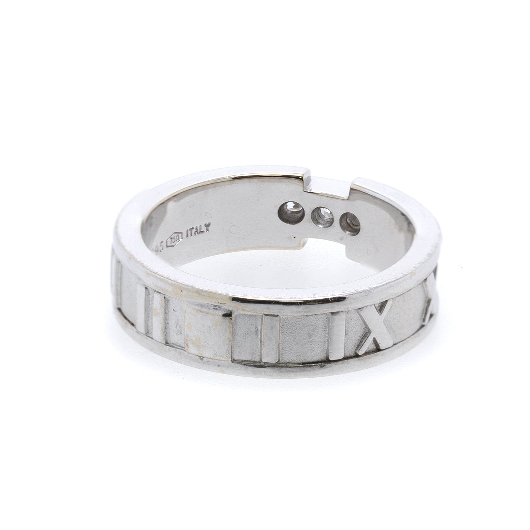 Tiffany & Co. 18k White Gold Atlas Ring with Diamonds