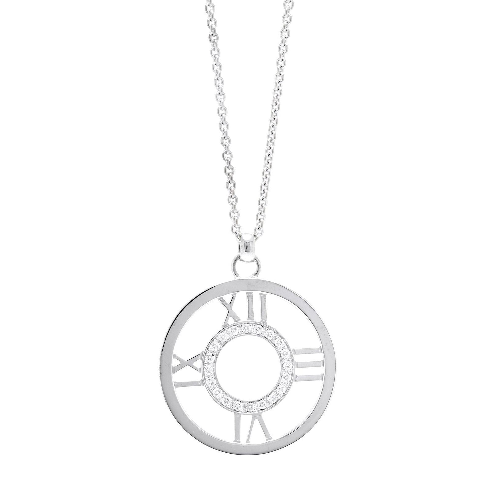Tiffany & Co. 18k White Gold Diamond Atlas Open Pendant Necklace