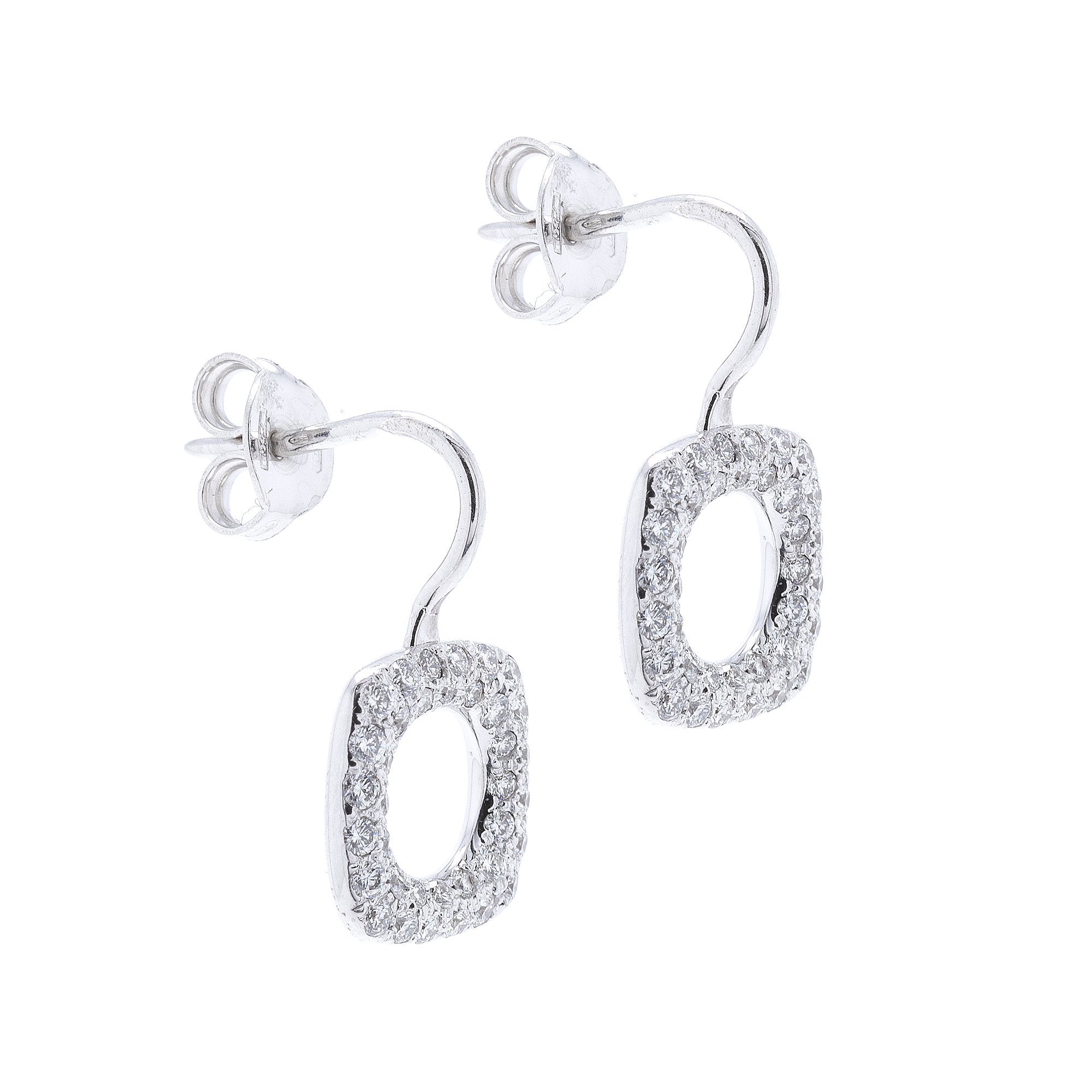 Tiffany & Co. 18k White Gold Diamond Cushion Drop Earrings