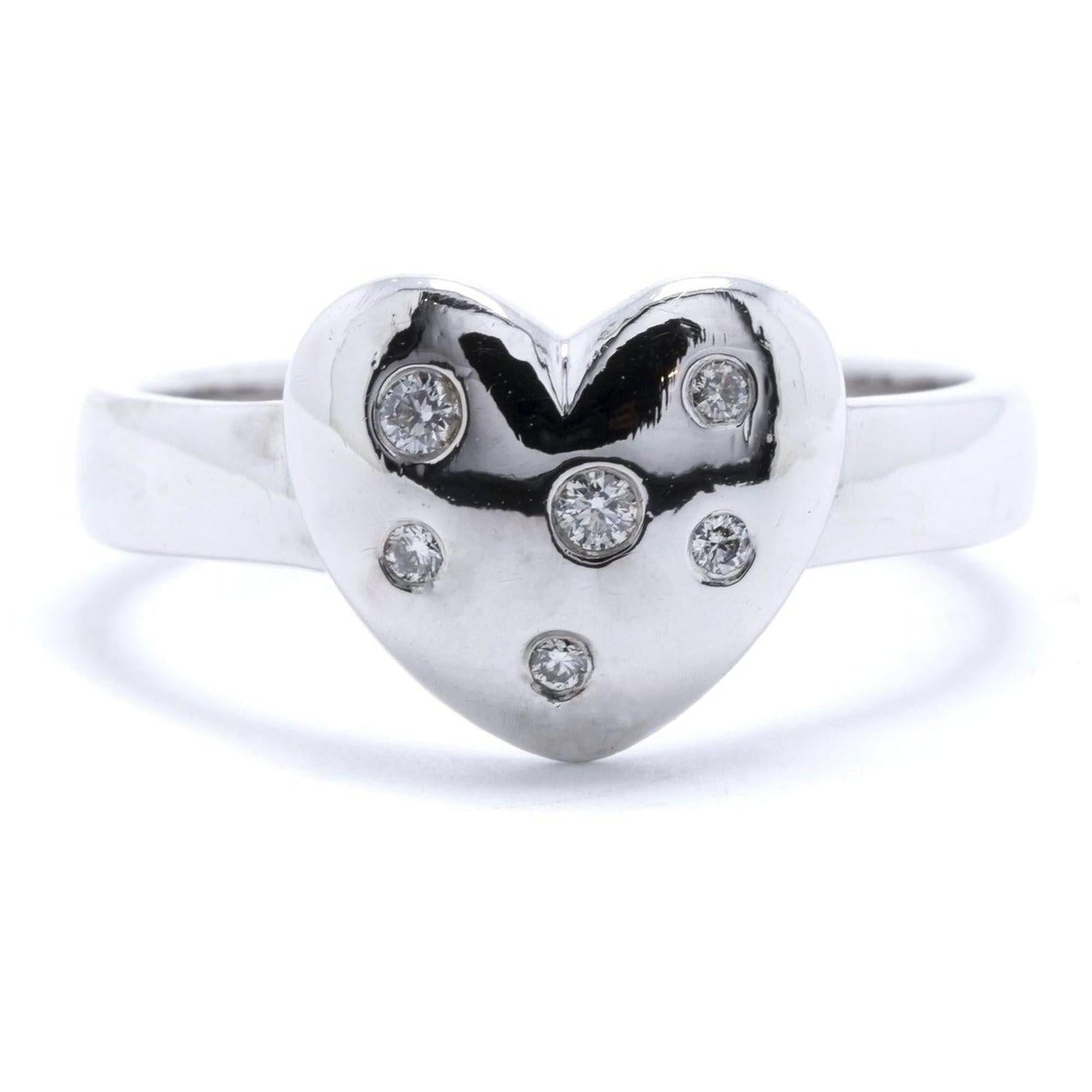 Tiffany & Co. 18k White Gold Diamond Etoile Heart Ring