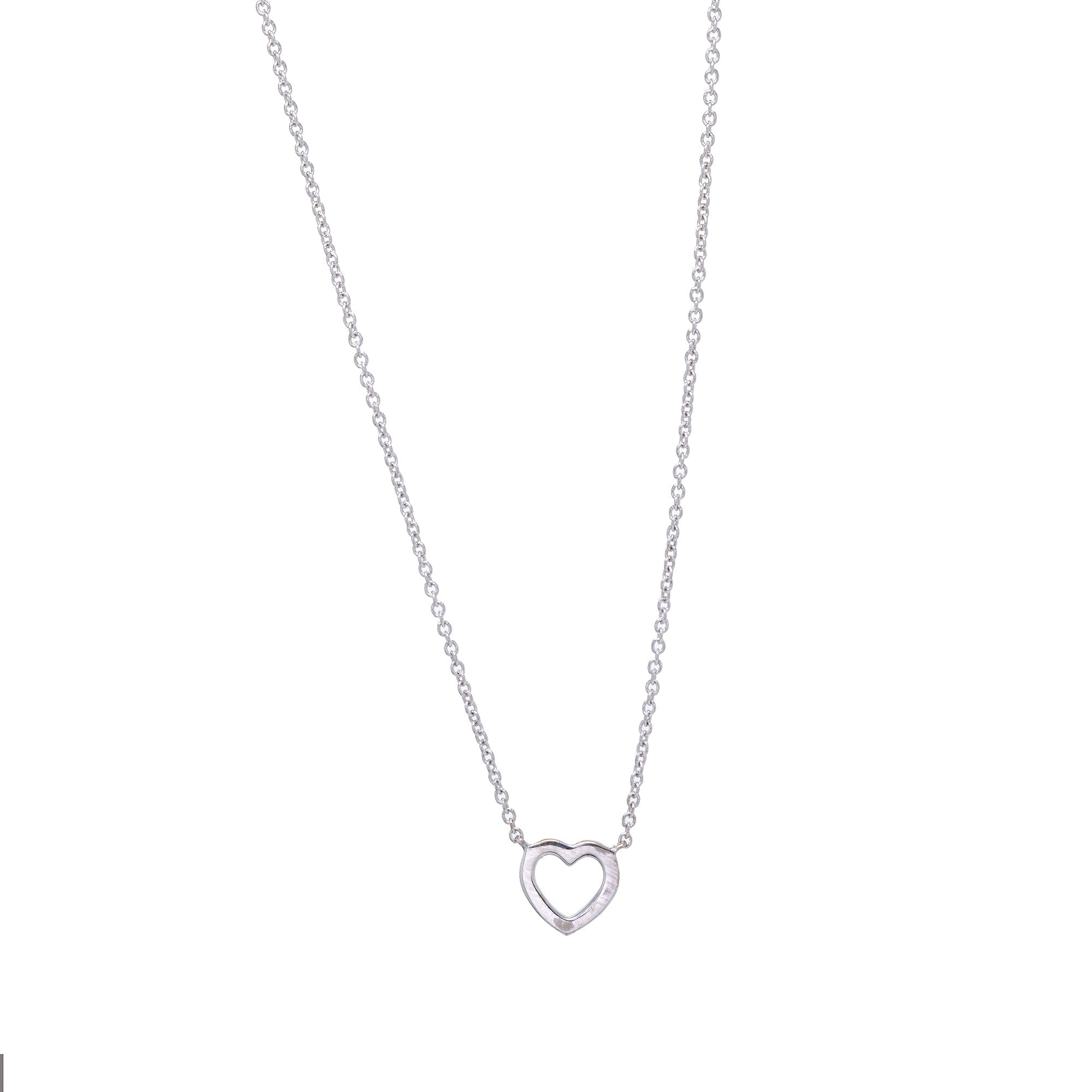Tiffany & Co. 18k White Gold & Diamond Mini Metro Heart Pendant Necklace