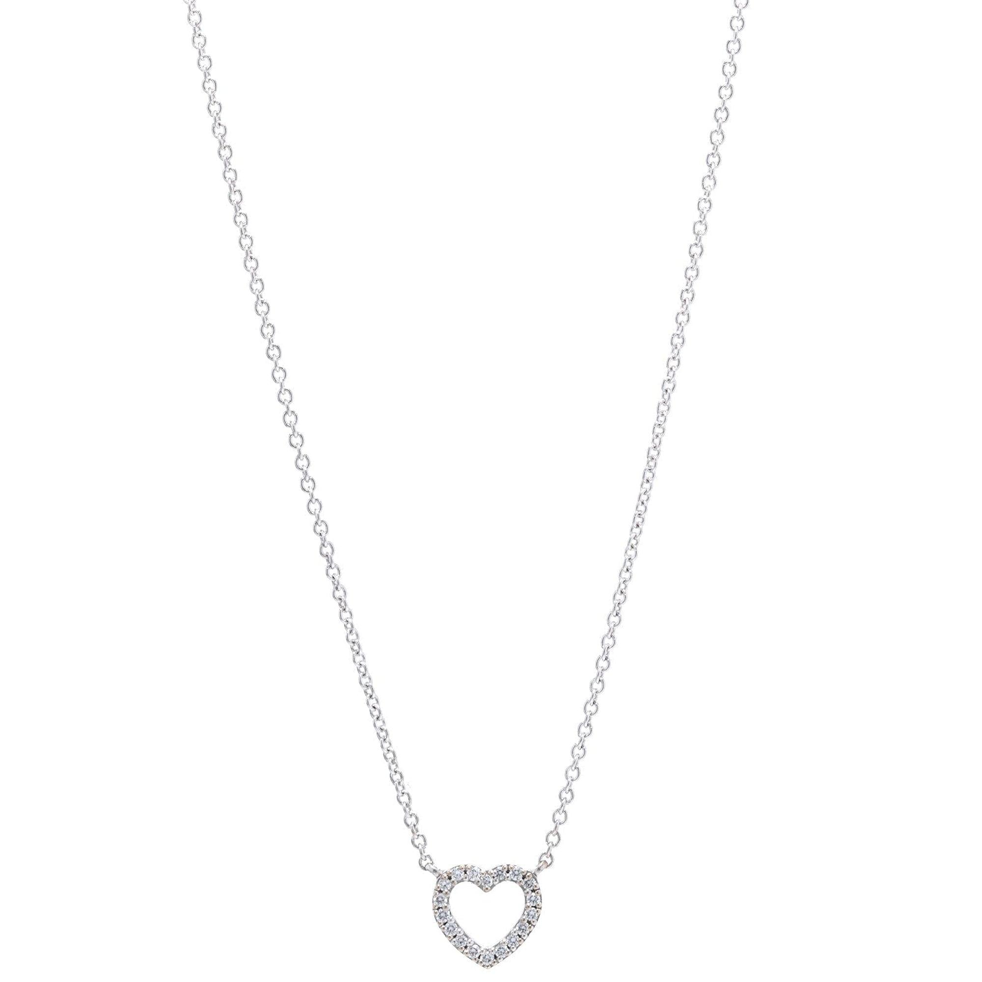 Tiffany & Co. 18k White Gold & Diamond Mini Metro Heart Pendant Necklace