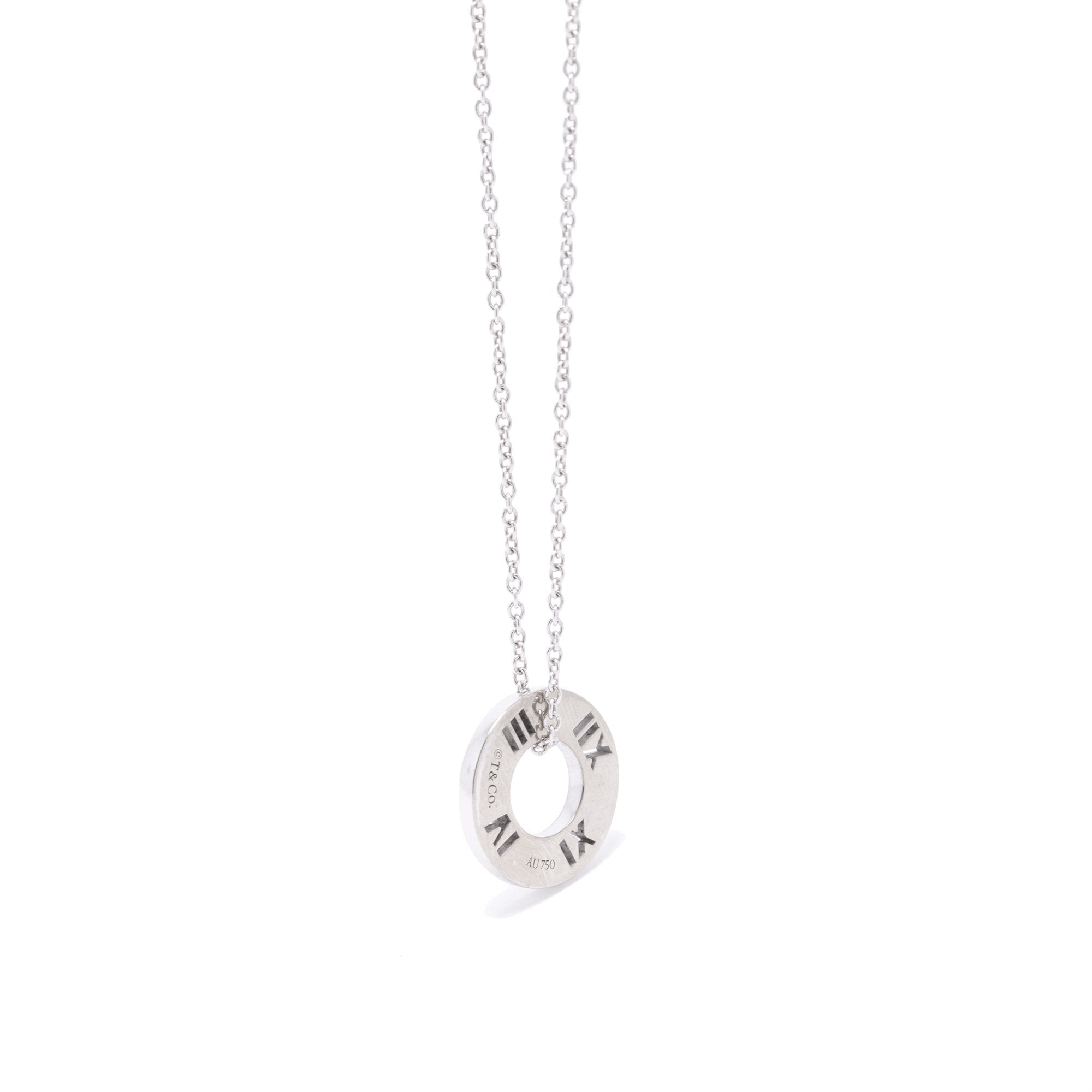 Tiffany & Co. 18k White Gold Diamond Pierced Atlas Pendant Necklace
