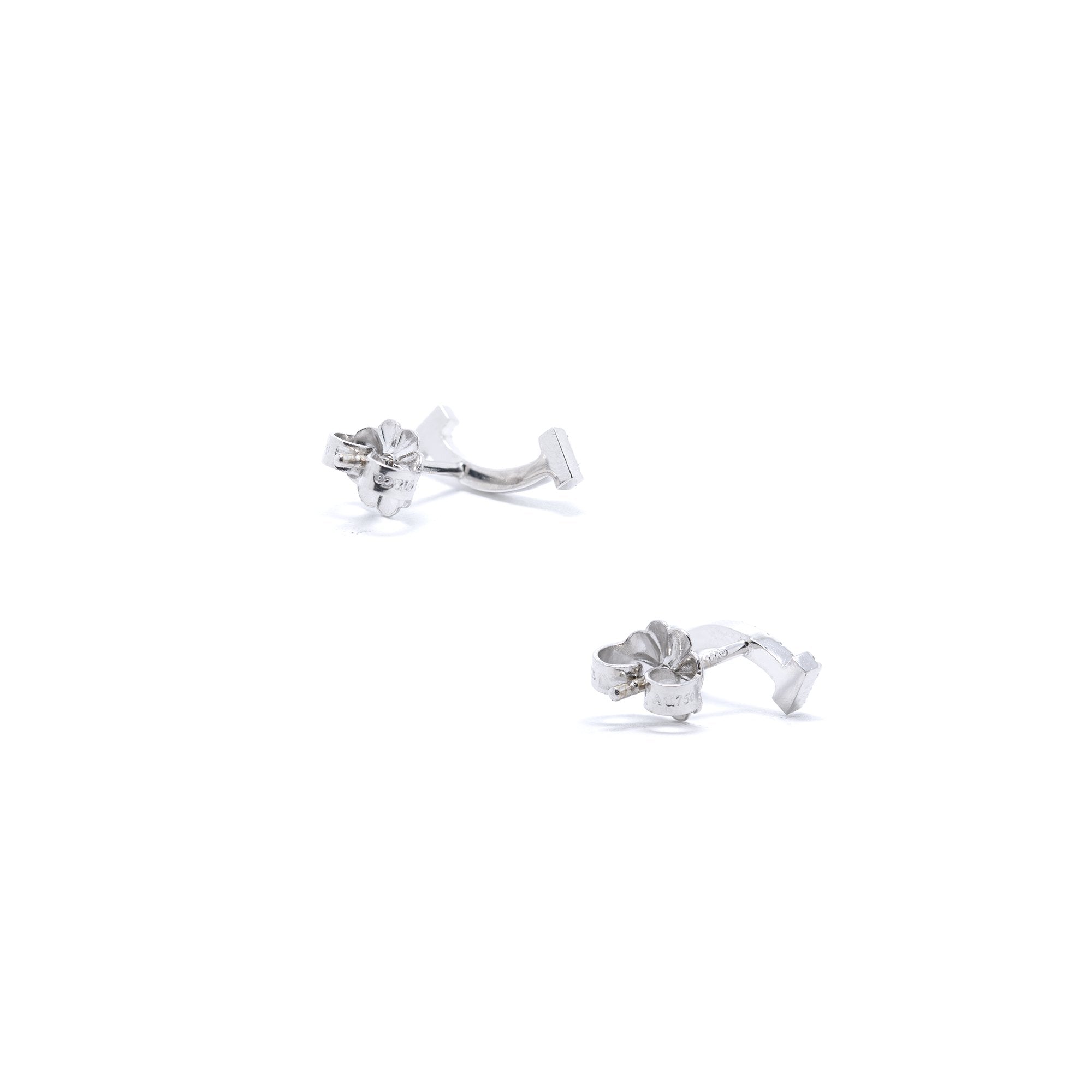 Tiffany & Co. 18k White Gold Diamond T Smile Earrings w/ Box