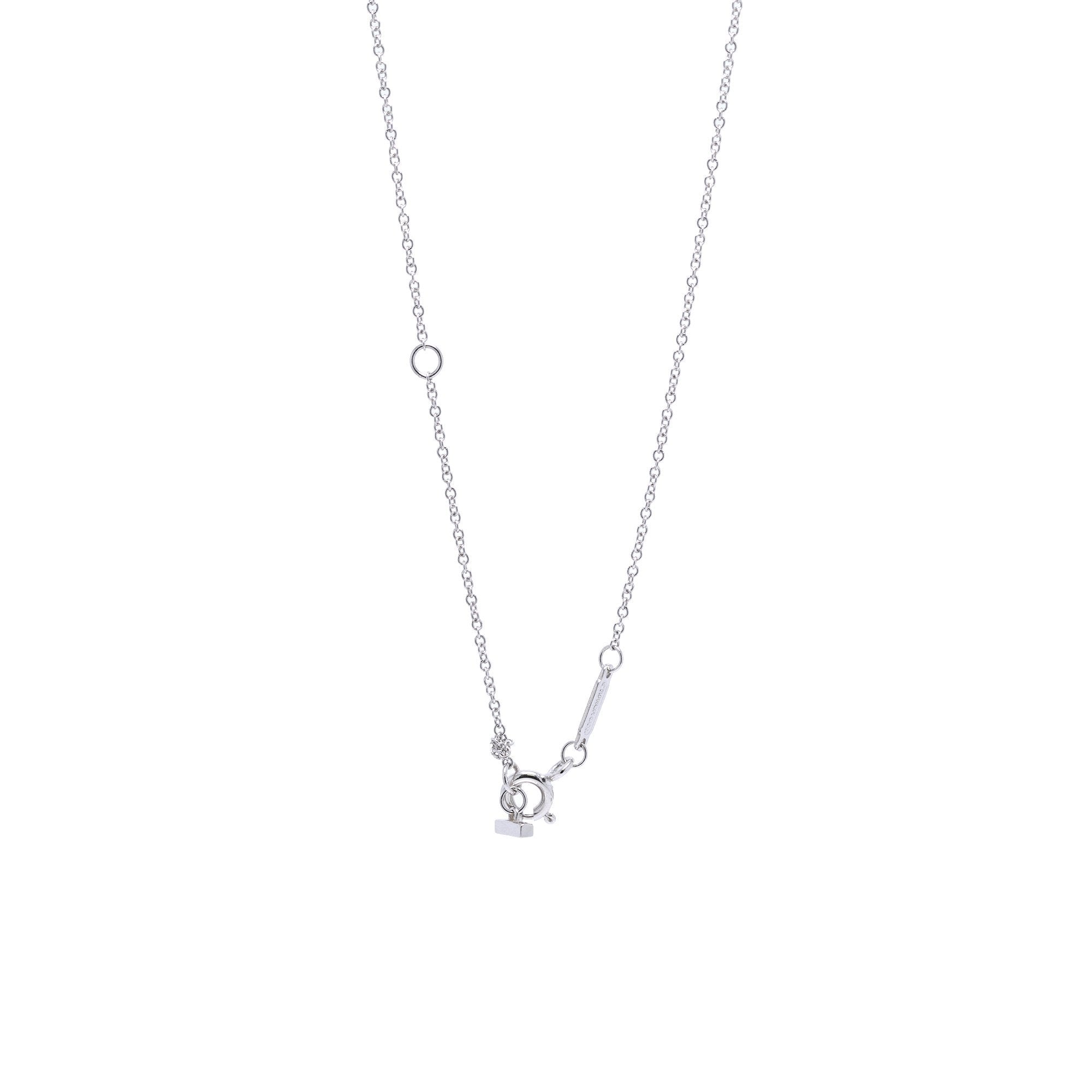 Tiffany & Co. 18k White Gold Diamond T Smile Pendant Necklace