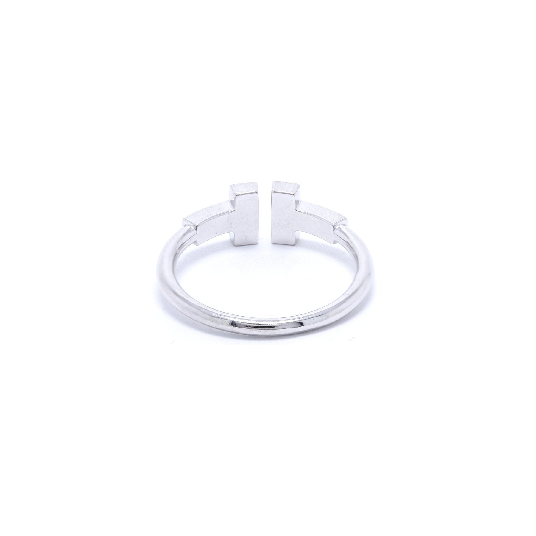 Tiffany & Co. 18k White Gold Diamond T Wire Ring