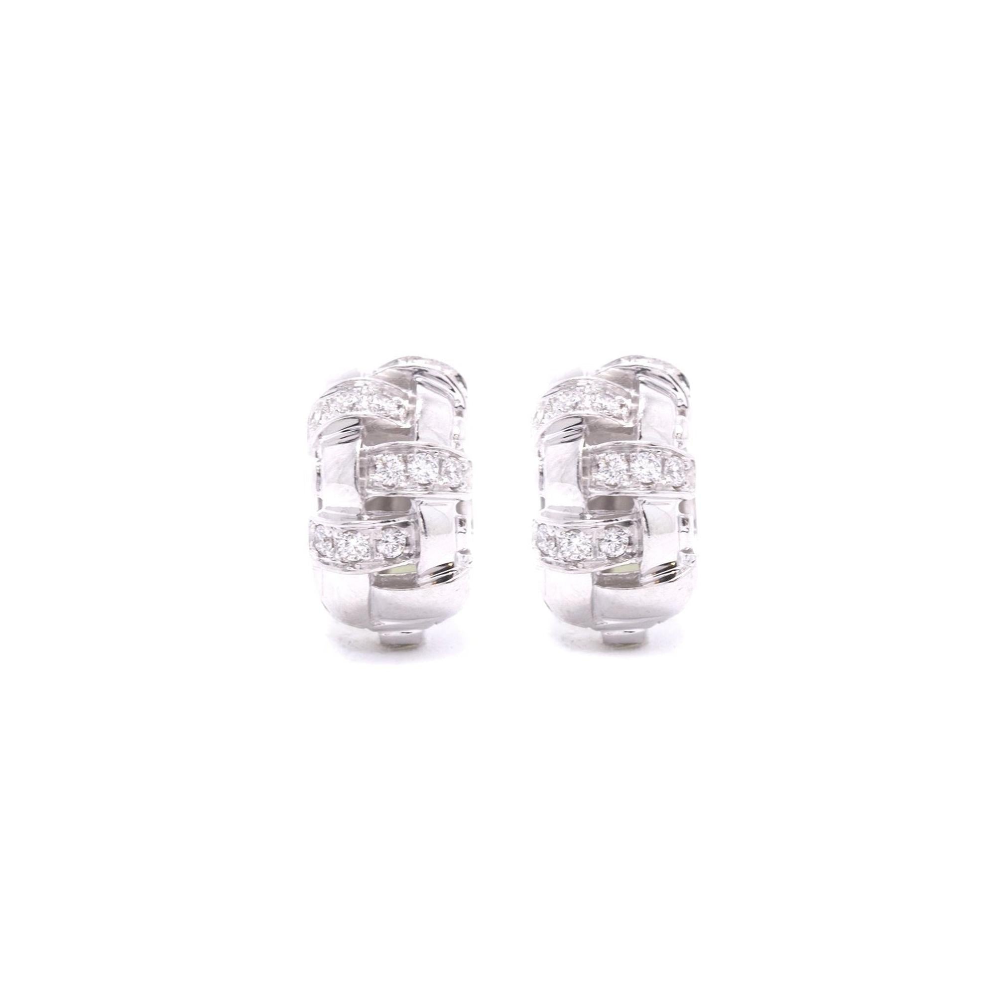 Tiffany & Co. 18k White Gold Diamond Vannerie Basket Weave Earrings