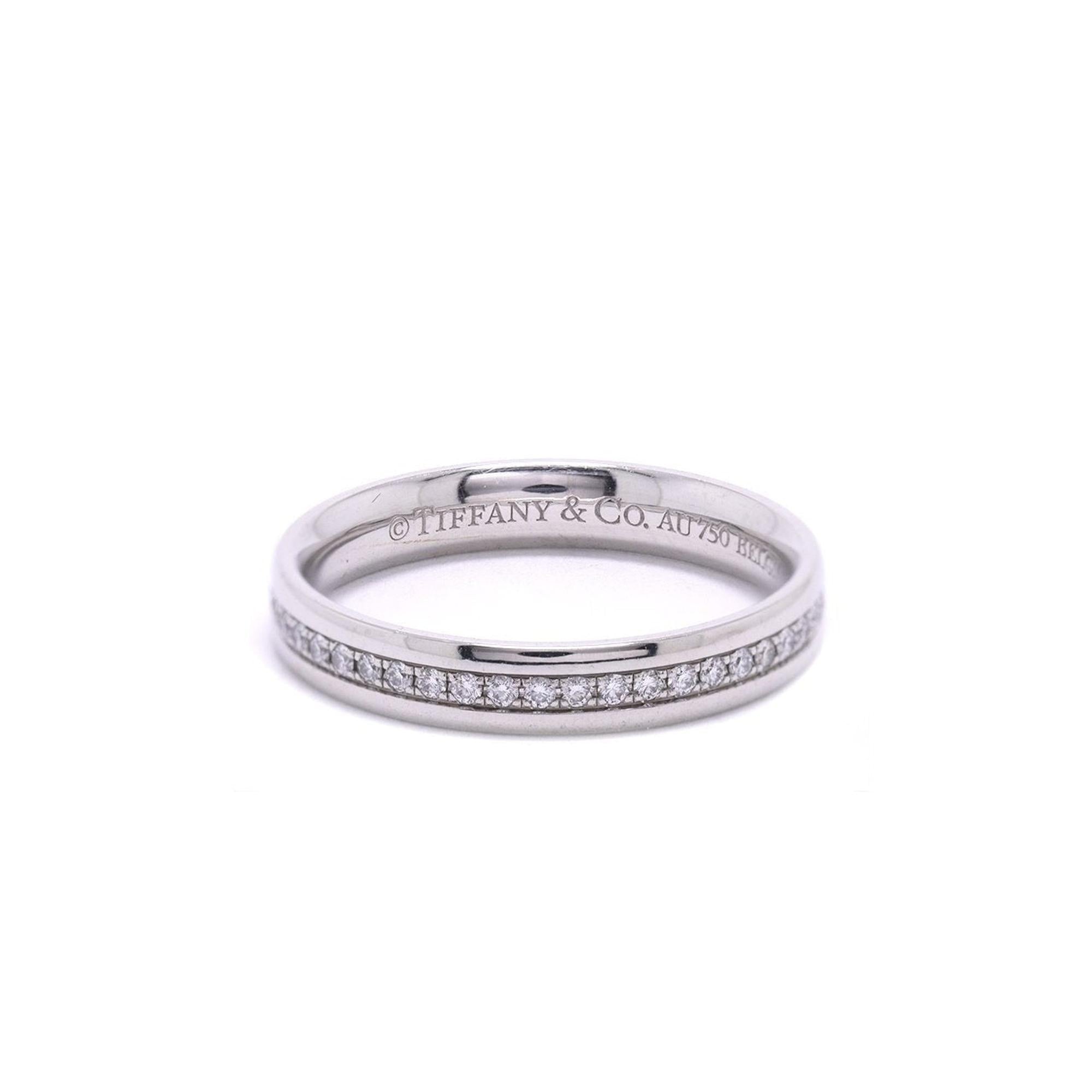 Tiffany & Co. 18k White Gold Diamond Wedding Band Ring