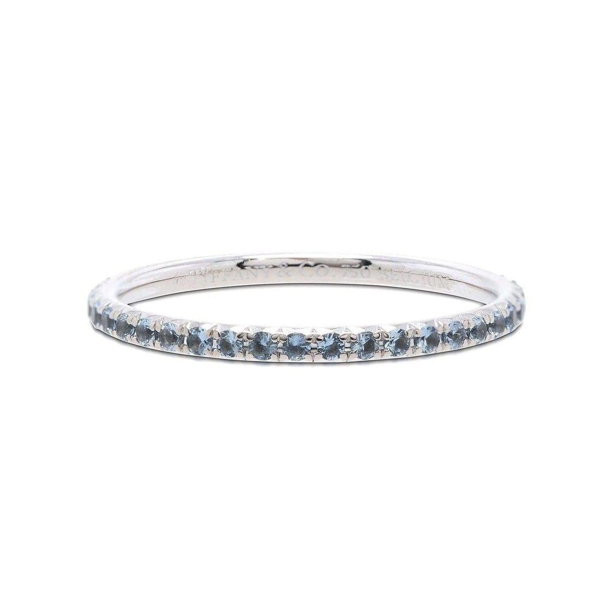 Tiffany & Co. 18k White Gold Metro Eternity Band with Aquamarines