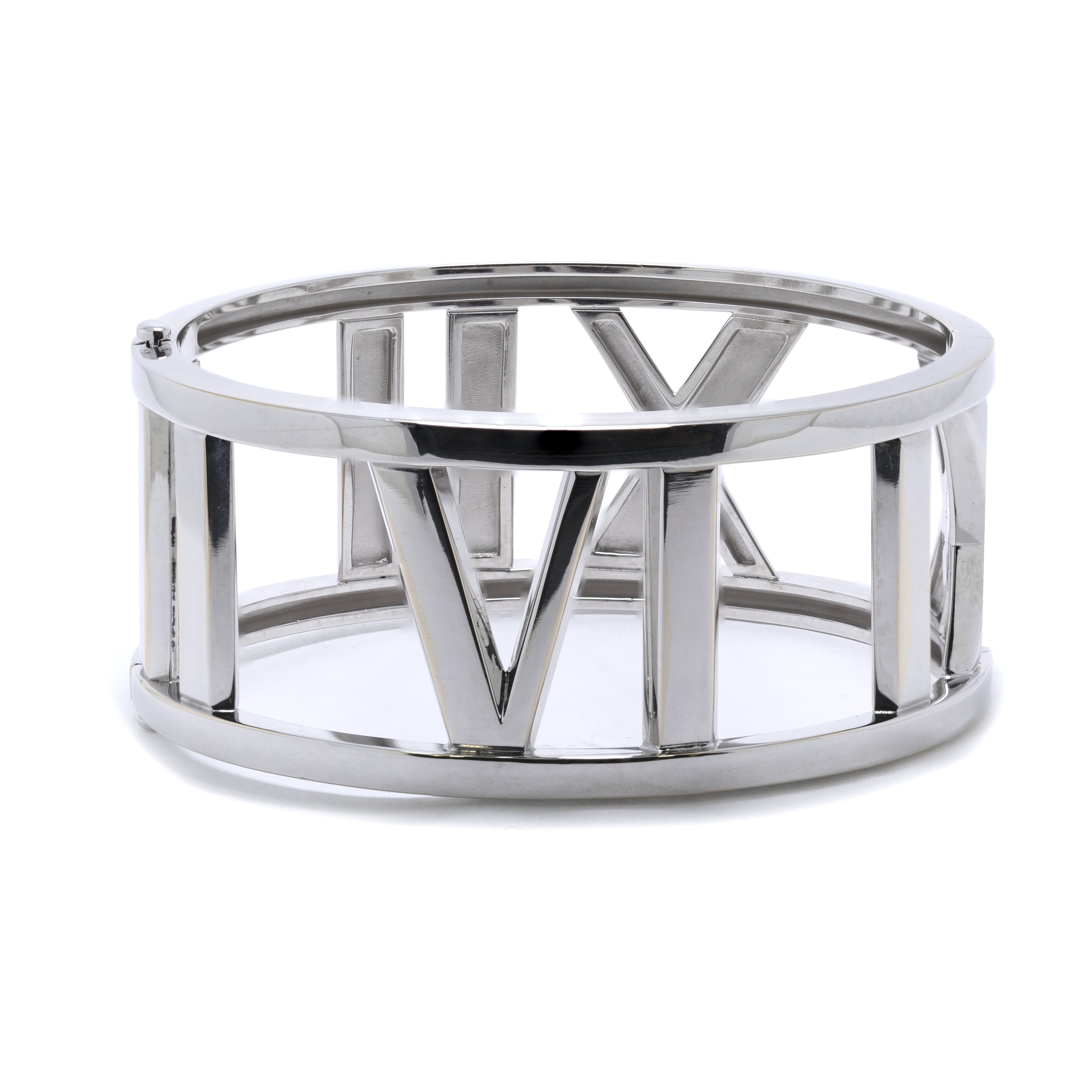 Tiffany & Co. 18k White Gold Open Atlas Wide Bangle Bracelet