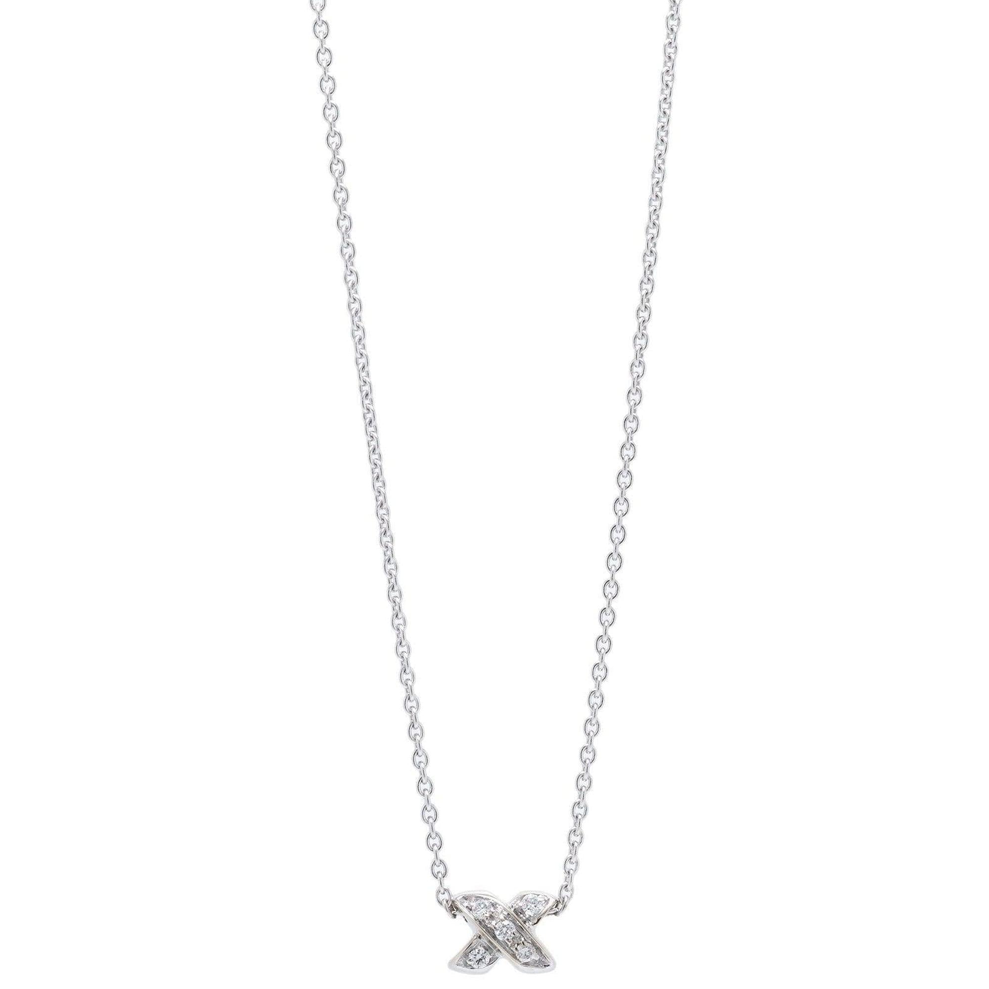 Tiffany & Co. 18k White Gold Signature Diamond X Pendant Necklace